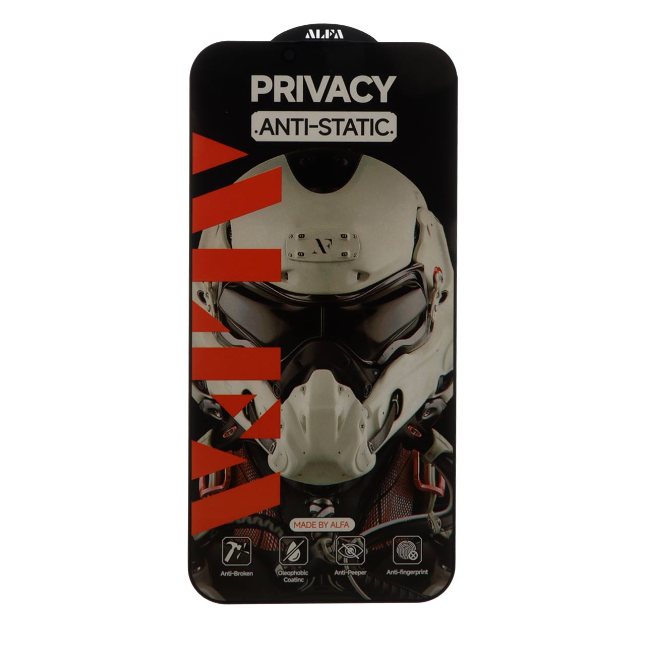 محافظ صفحه نمایش شیشه ای Full Cover ALFA Anti Static Privacy مناسب برای آیفون 13 پرو مکس و آیفون 14 پلاس