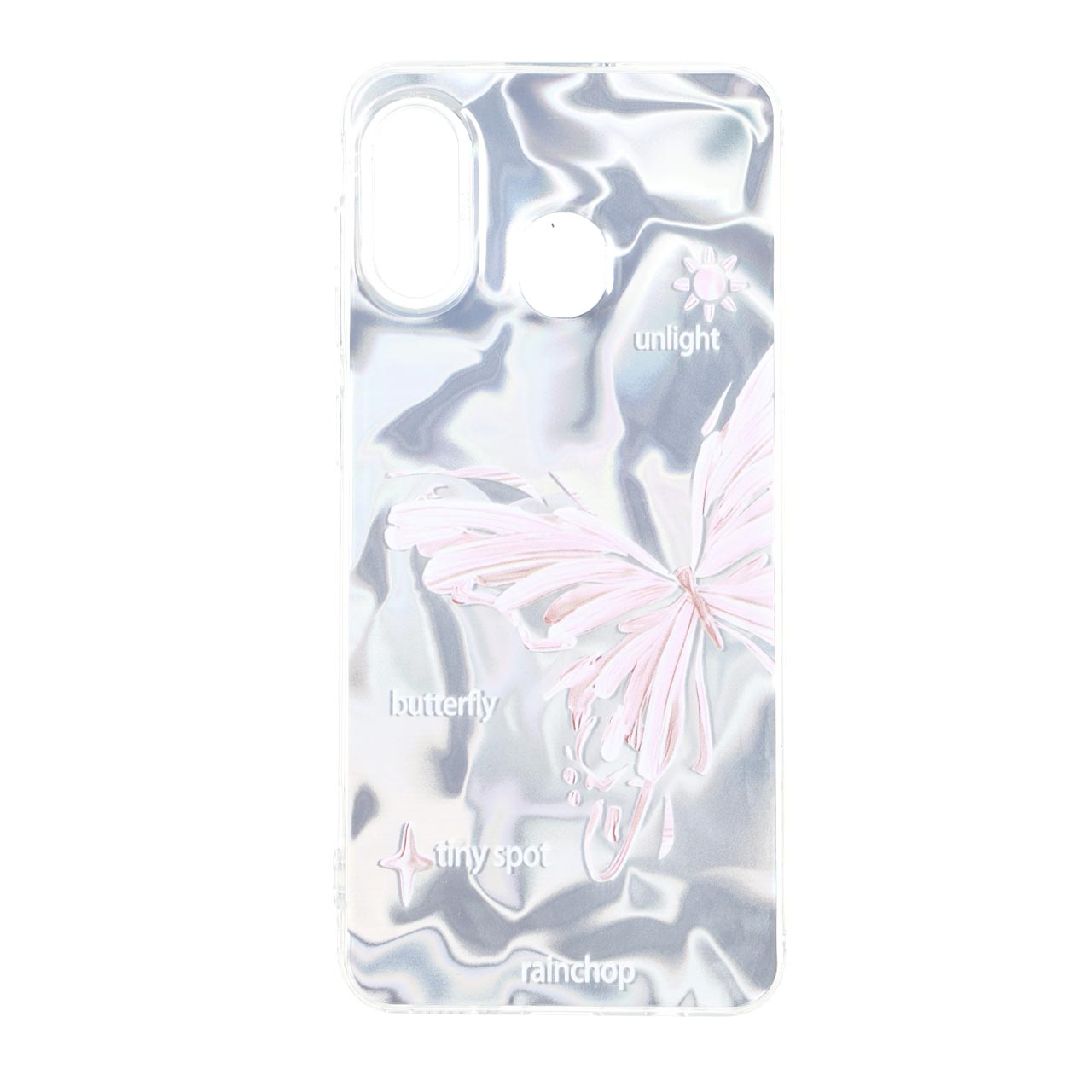 قاب طرح Silver Cloud پروانه دور ژله ای مناسب برای سامسونگ گلکسی A30 و A20
