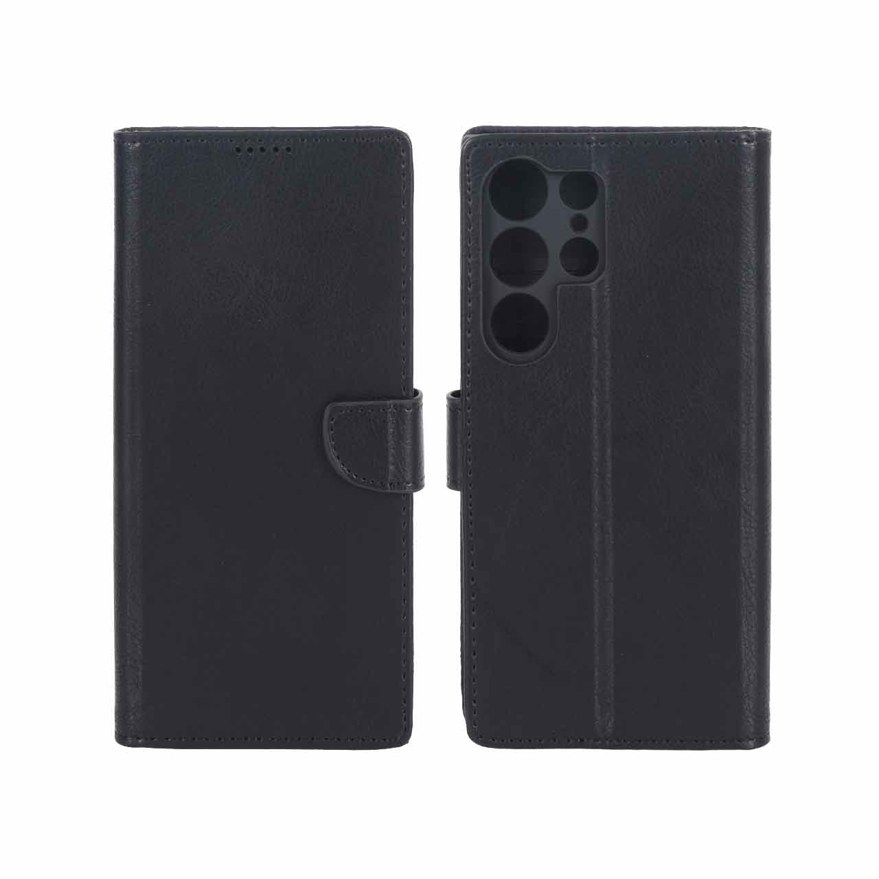 کیف چرمی موبایل مگنتی محافظ لنزدار KRF مدل Samsung Galaxy S23 Ultra - مشکی