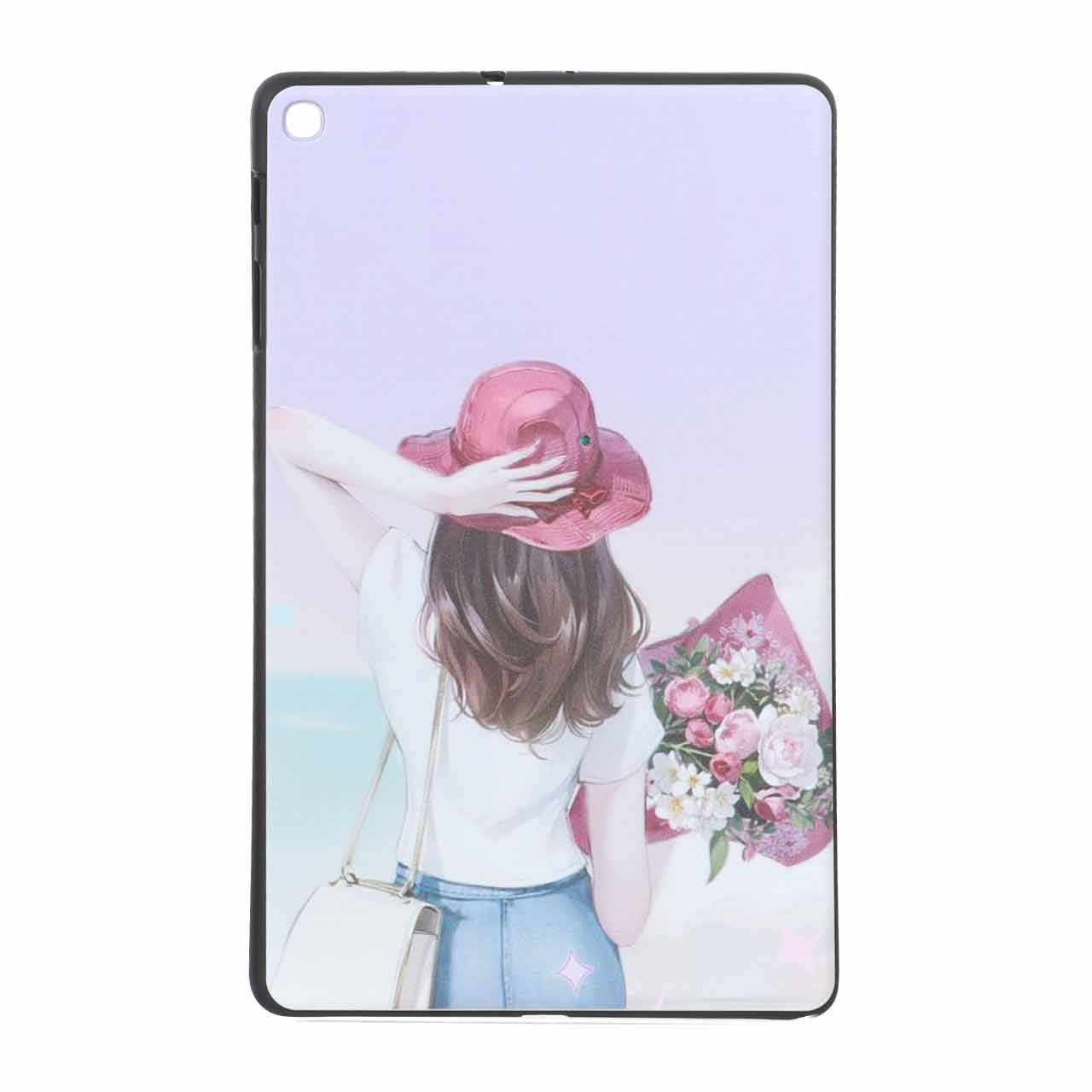 قاب ژله‌ای طرح دختر با کلاه و دسته گل فانتزی مناسب برای تبلت سامسونگ گلکسی تب A 10.1 اینچ 2019 (SM-T515)