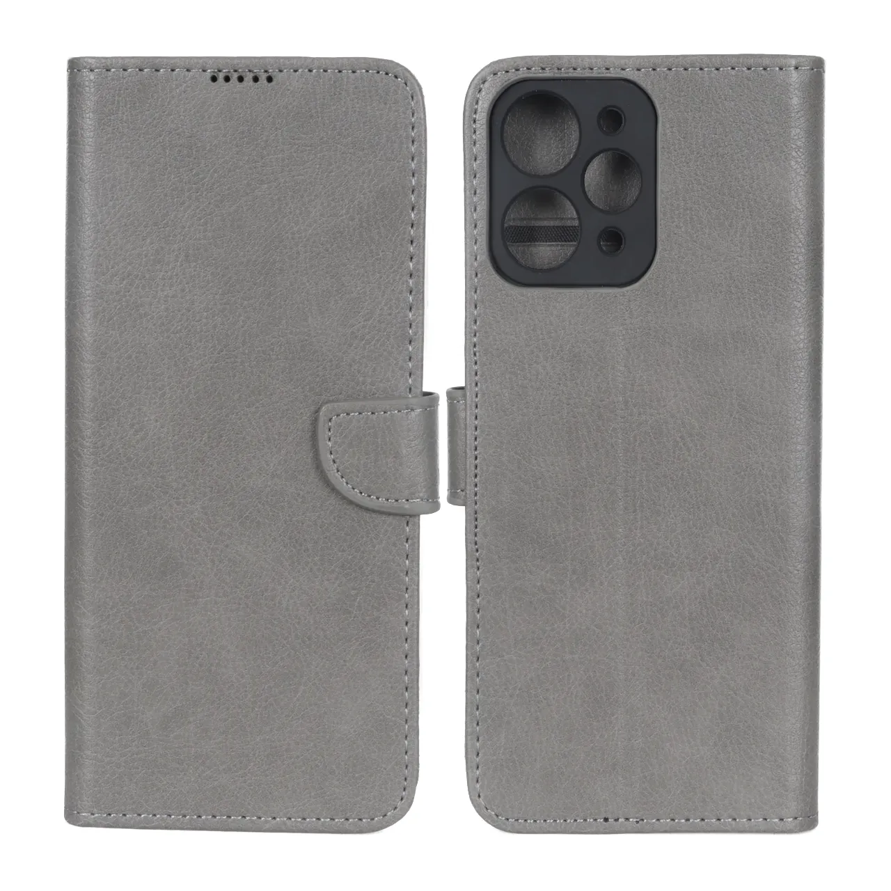کیف چرمی مگنتی محافظ لنزدار KRF مناسب برای Xiaomi Redmi 12 و Poco M6 Pro 5G - طوسی