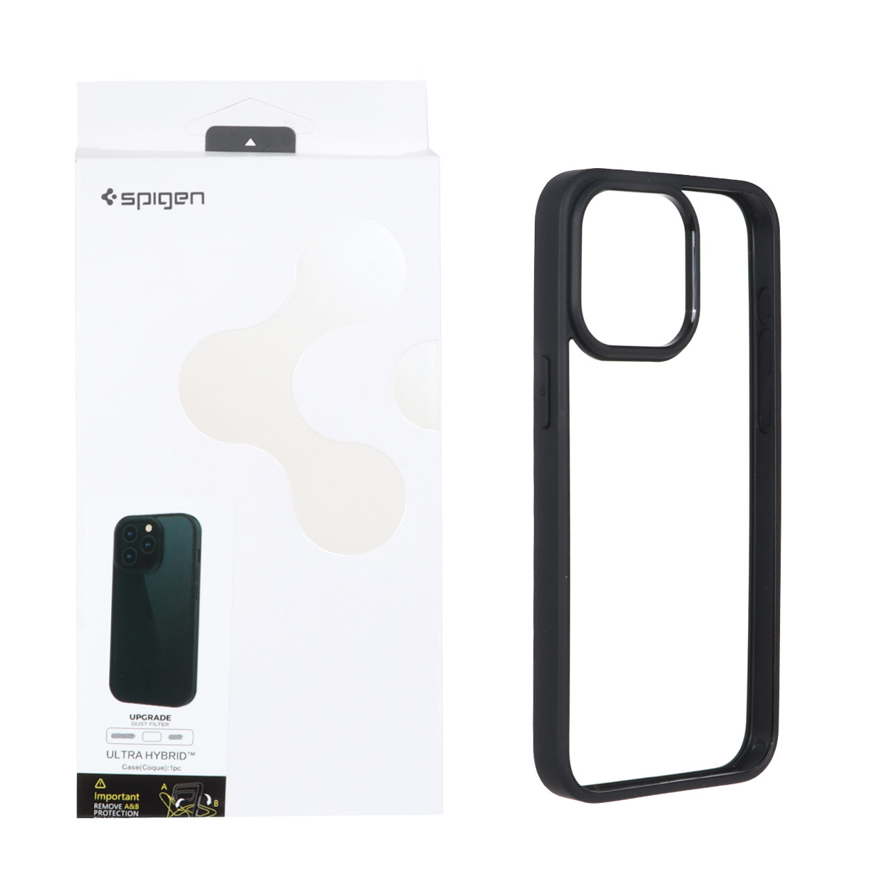 قاب شفاف مشکی Spigen مدل Ultra Hybrid با توری اسپیکر فلزی مناسب برای آیفون 15 پرو مکس