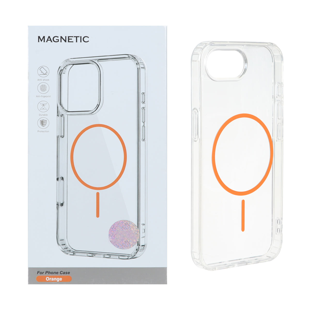 قاب اورجینال Magnetic دور ژله ای MagSafe مدل Apple iPhone 16e - نارنجی