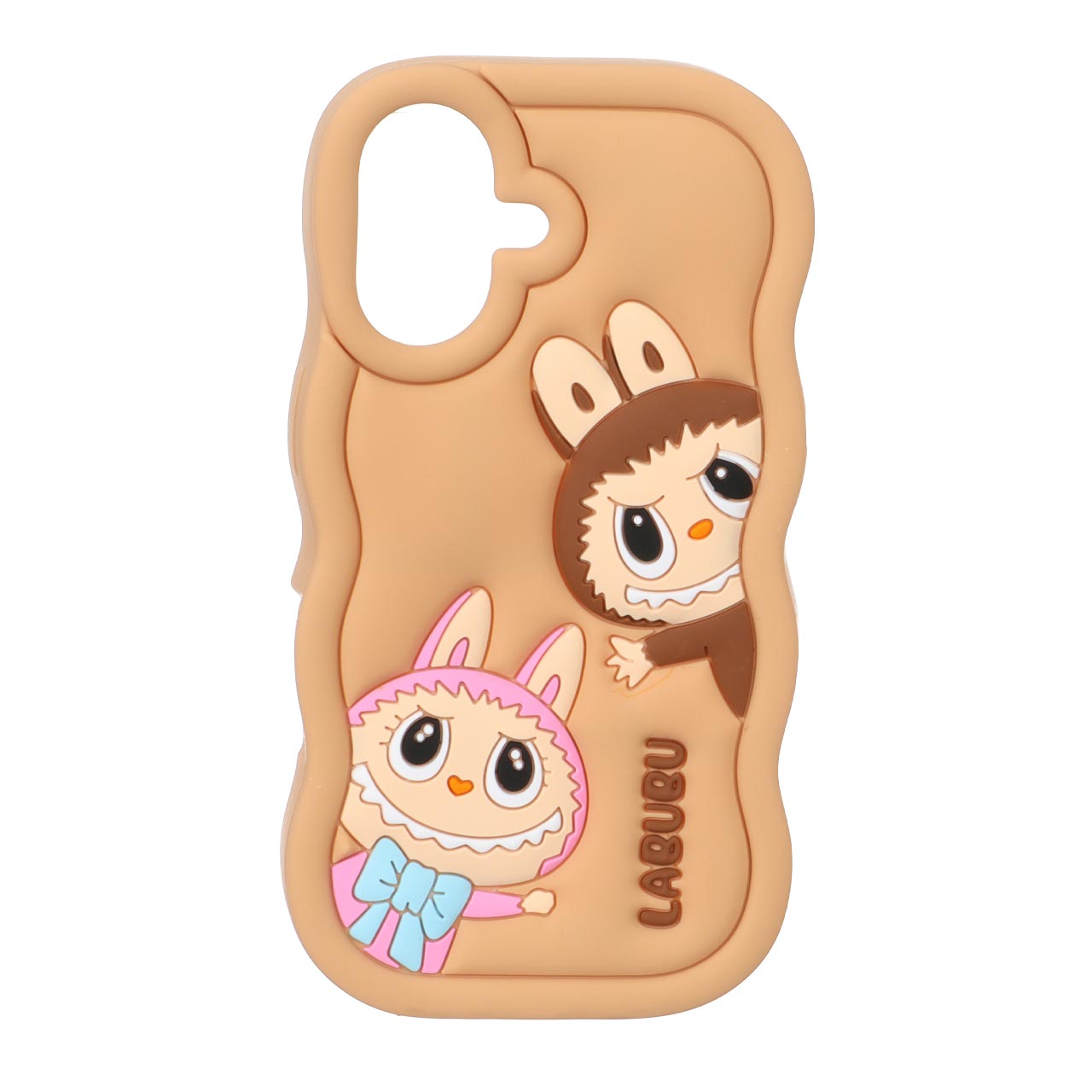 قاب سیلیکونی کنگره ای Labubu برجسته فانتزی Apple iPhone 17 - عسلی