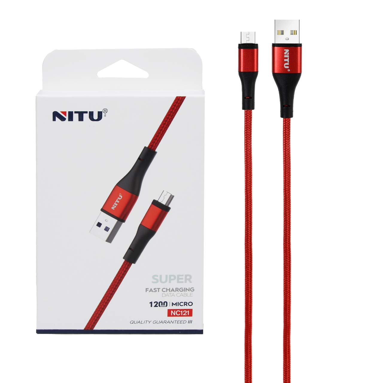 کابل شارژ و دیتا فست 1.2 متری کنفی NITU مدل NC121 با رابط Micro USB - قرمز