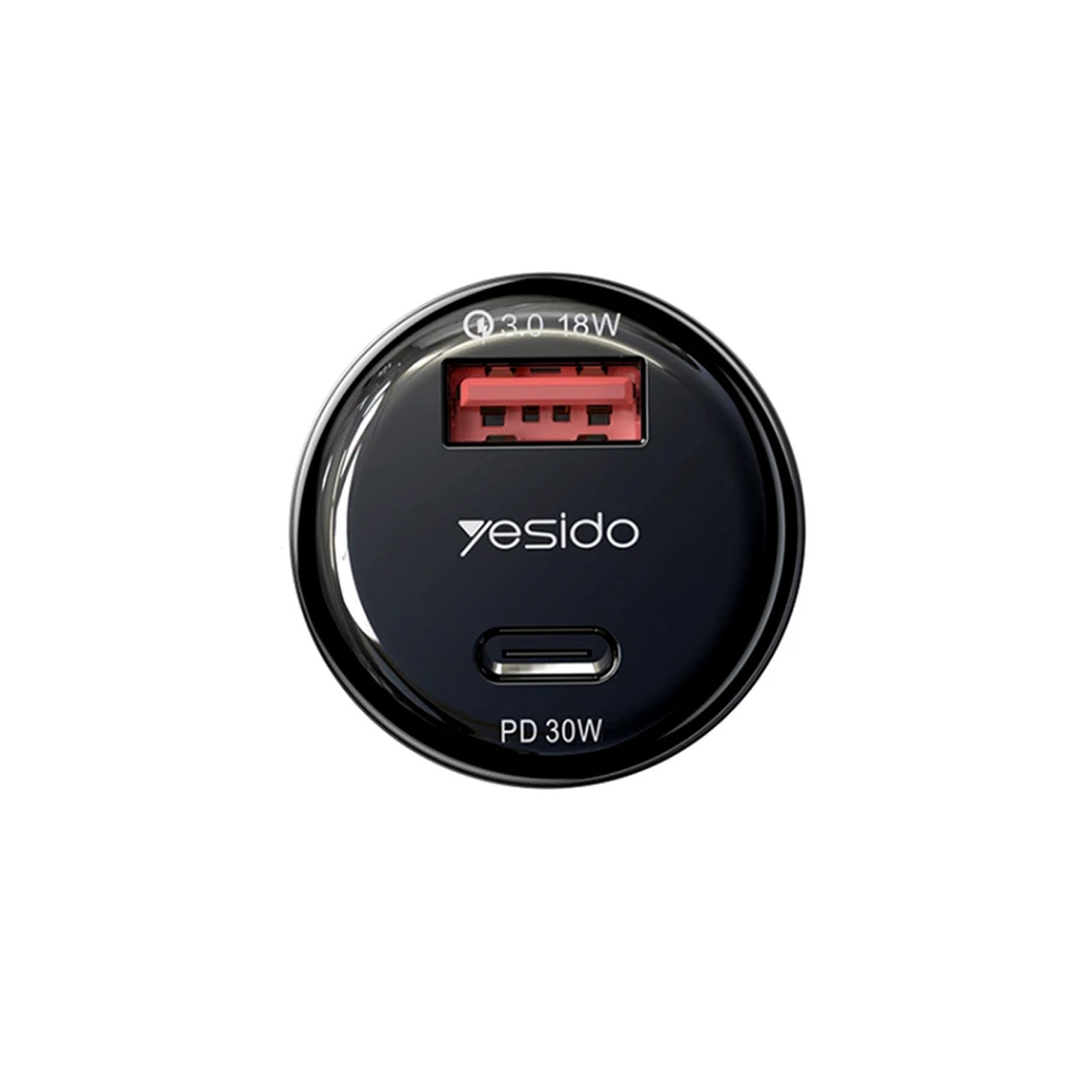 شارژر فندکی فست شارژ Yesido Y52 48W دو پورت Type-C و USB سرمه‌ای