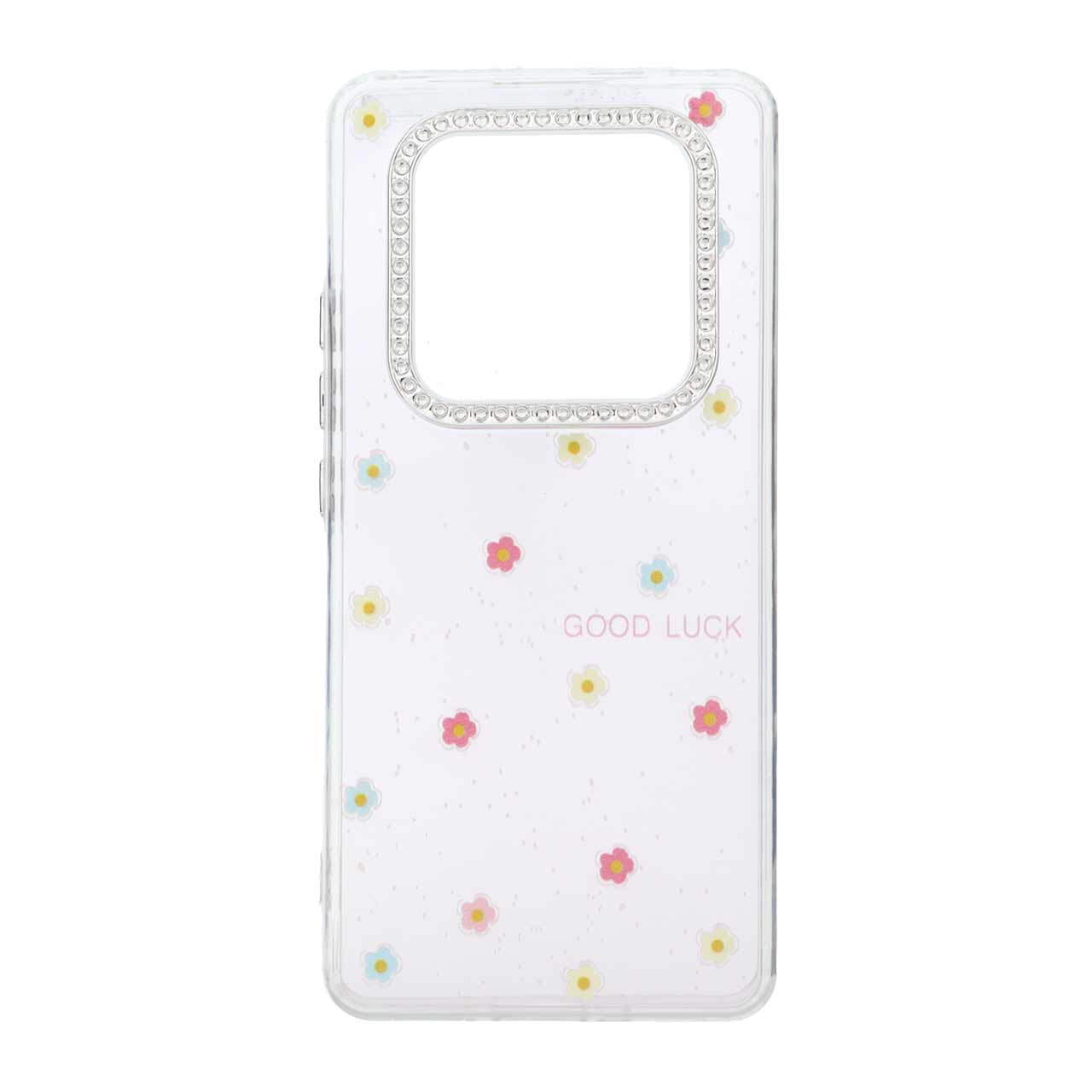 قاب طرح Flower شفاف ژله ای محافظ لنز کروم مناسب برای شیائومی ردمی نوت 14 پرو 4G
