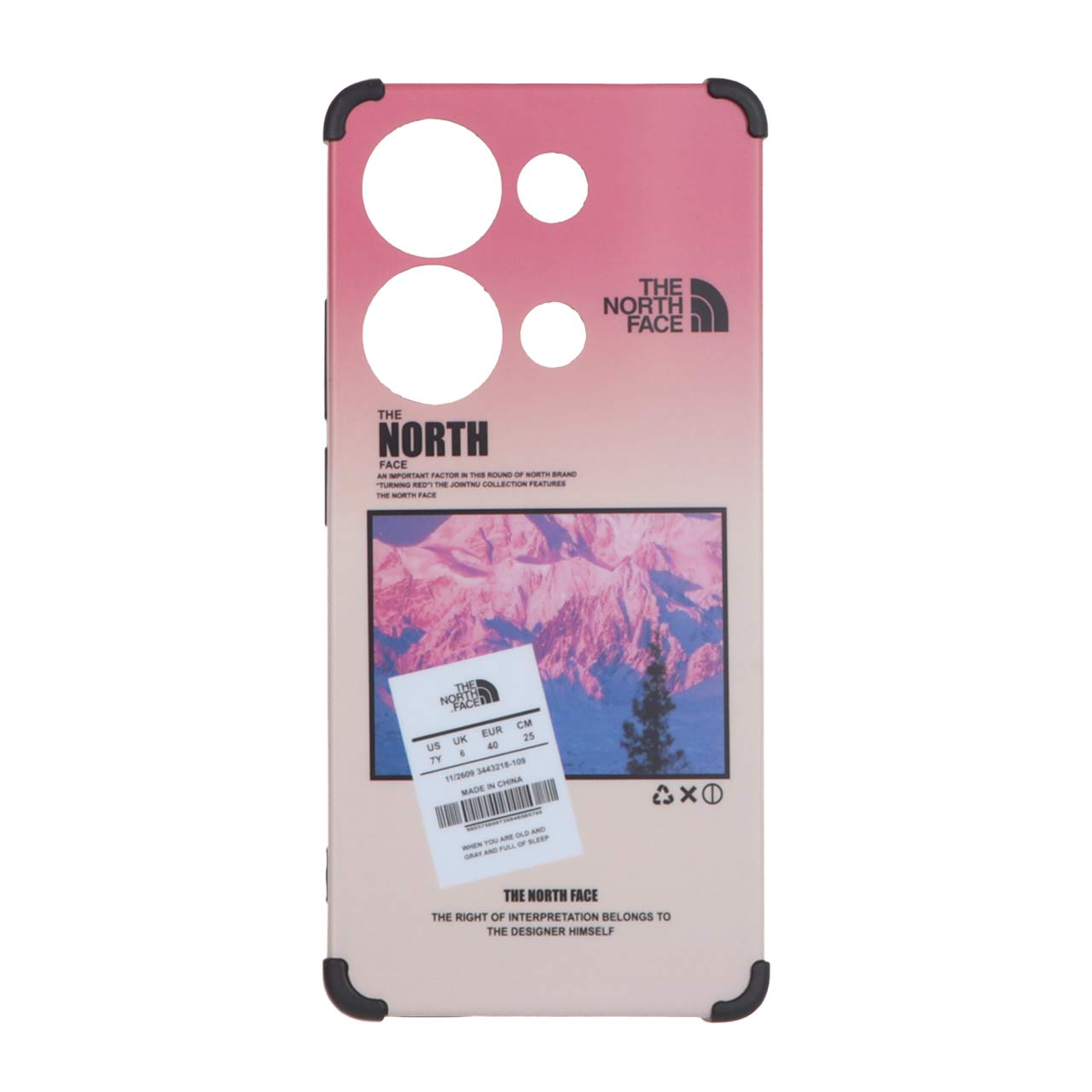 قاب طرح بامپردار The North Face مناسب برای شیائومی ردمی نوت 14 اس، نوت 13 پرو 4 جی و ام 6 پرو 4 جی