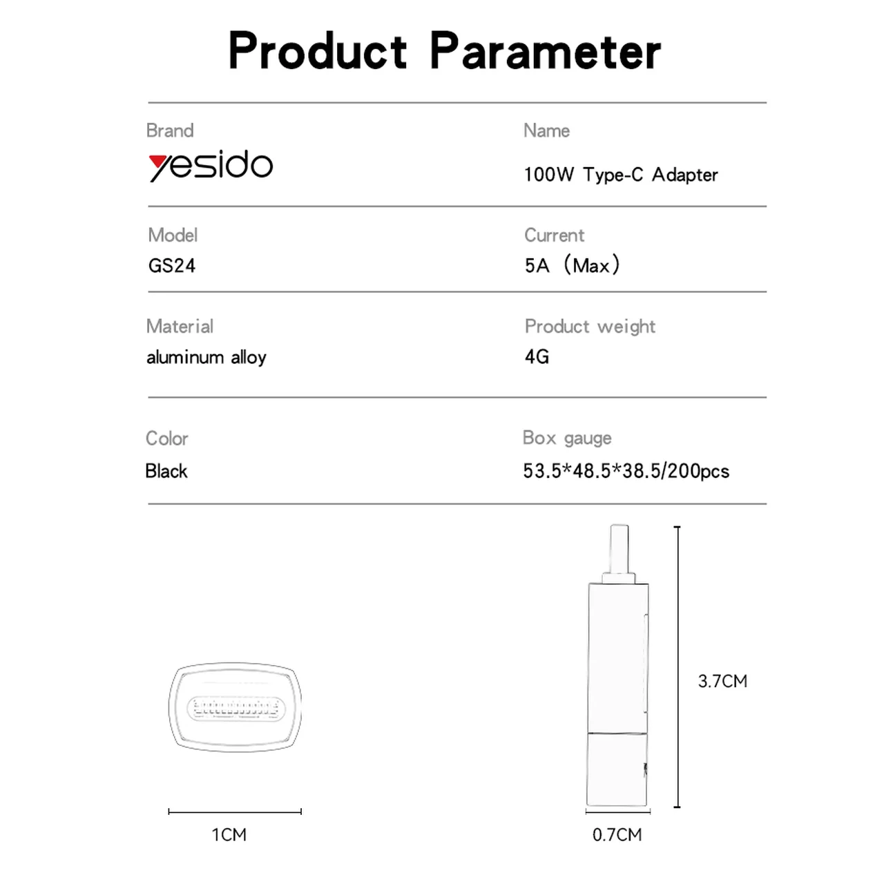 تبدیل Type-C به Type-C یسیدو مدل GS24 با نمایشگر LED 100W قهوه‌ای