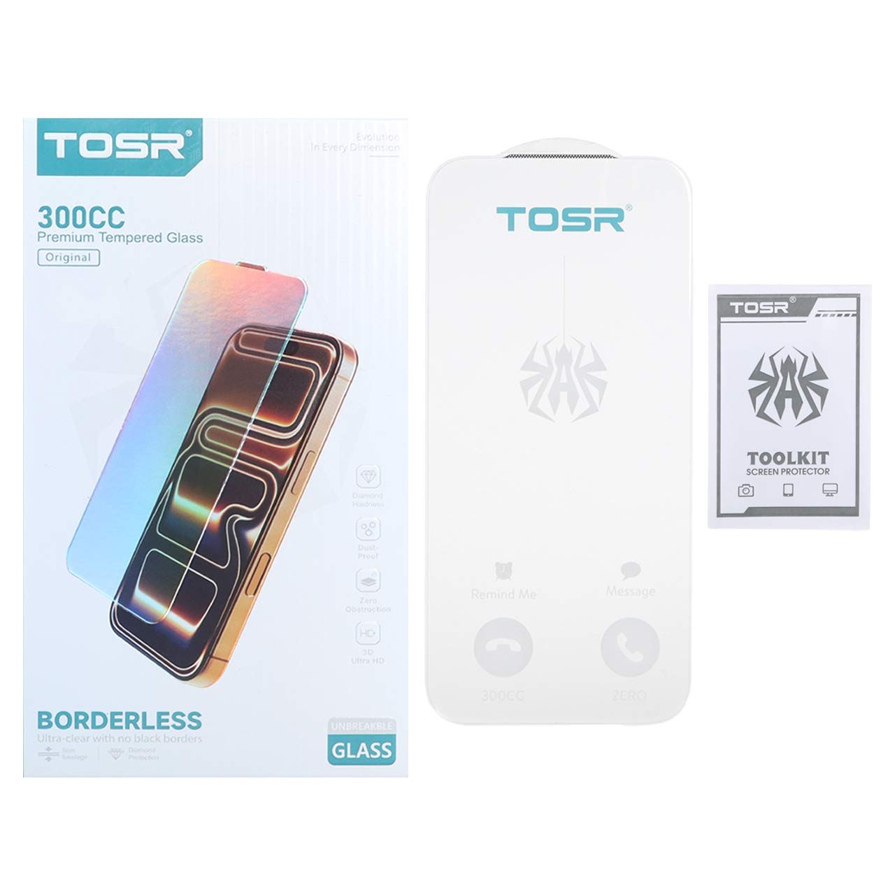 محافظ صفحه نمایش شیشه‌ای اورجینال TOSR بدون حاشیه مناسب برای آیفون 17 پرو مکس