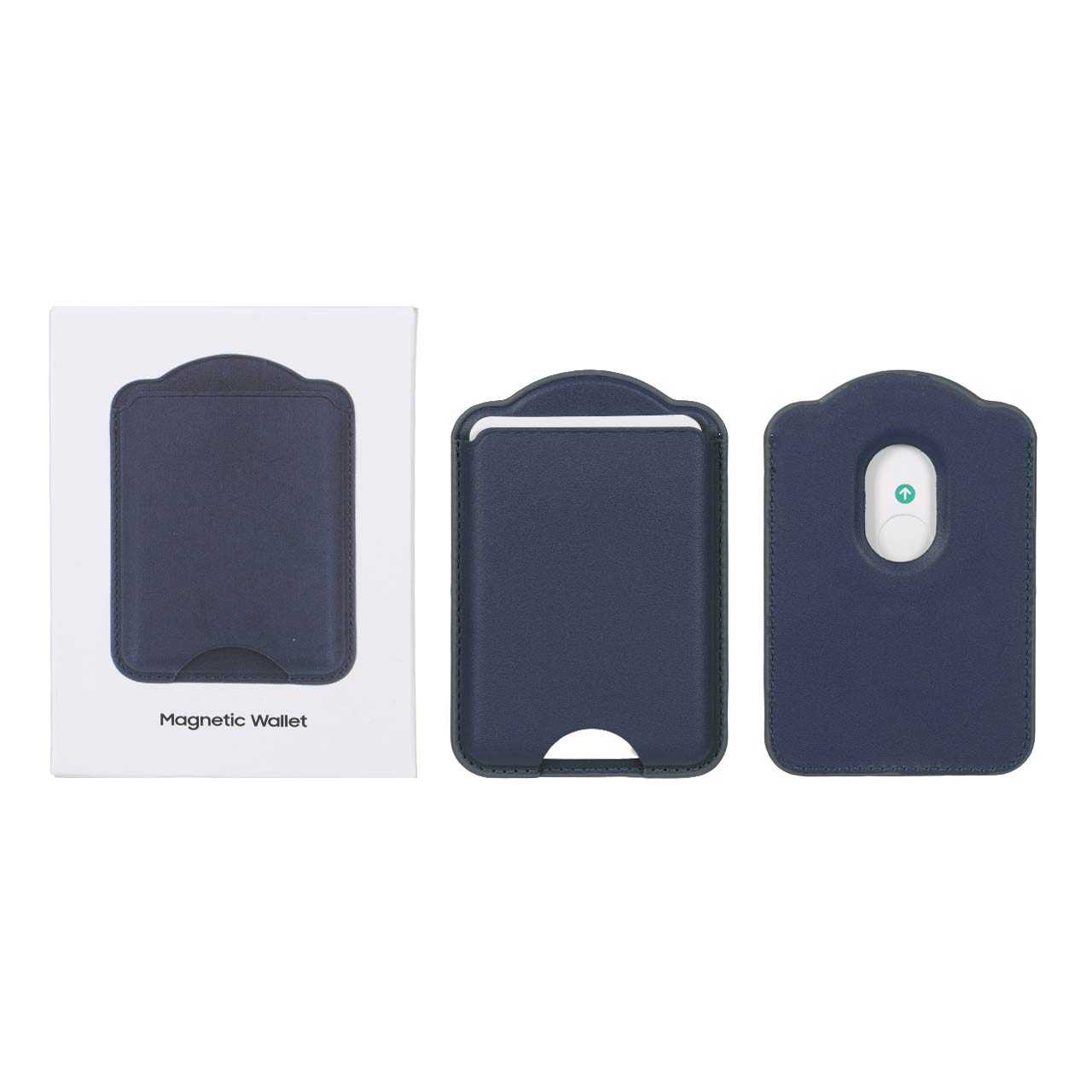 جاکارتی چرمی مگ‌سیف اپل – Apple Magnetic Wallet سرمه‌ای