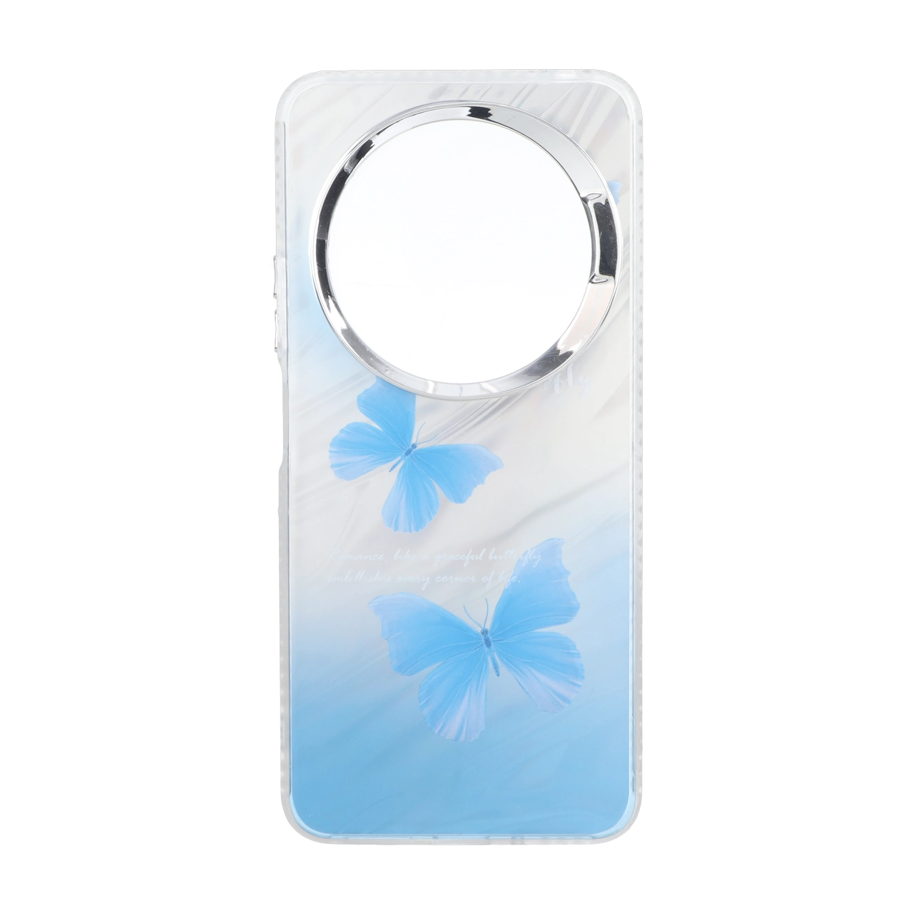 قاب طرح پروانه آبی هفت رنگ دور ژله ای مات لنز کروم مناسب برای شیائومی ردمی 14C / ردمی A3 پرو / ردمی A4 / پوکو C75