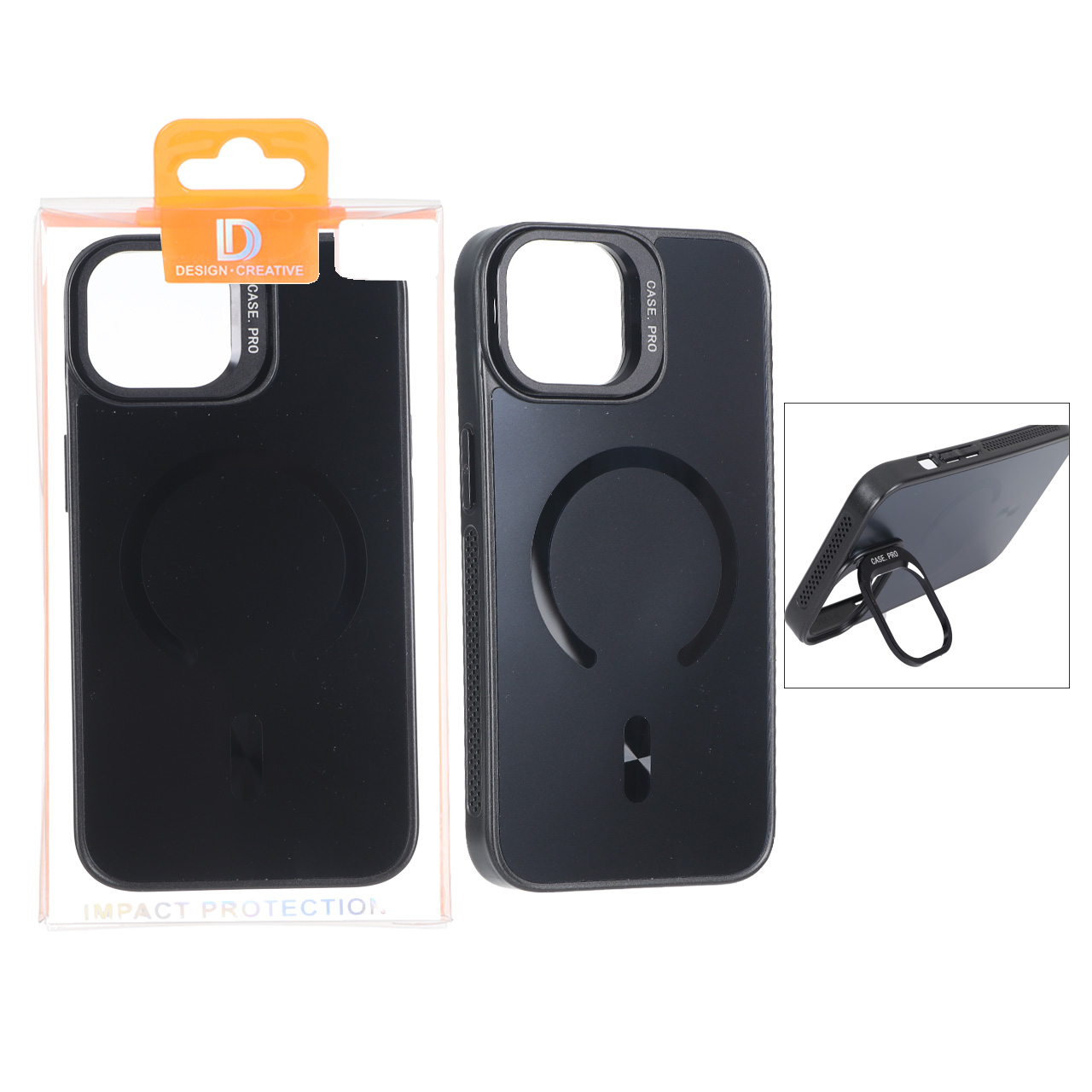 قاب اورجینال PVD Case Pro استندشو MagSafe مدل Apple iPhone 13 / iPhone 14 - مشکی (پک دار)