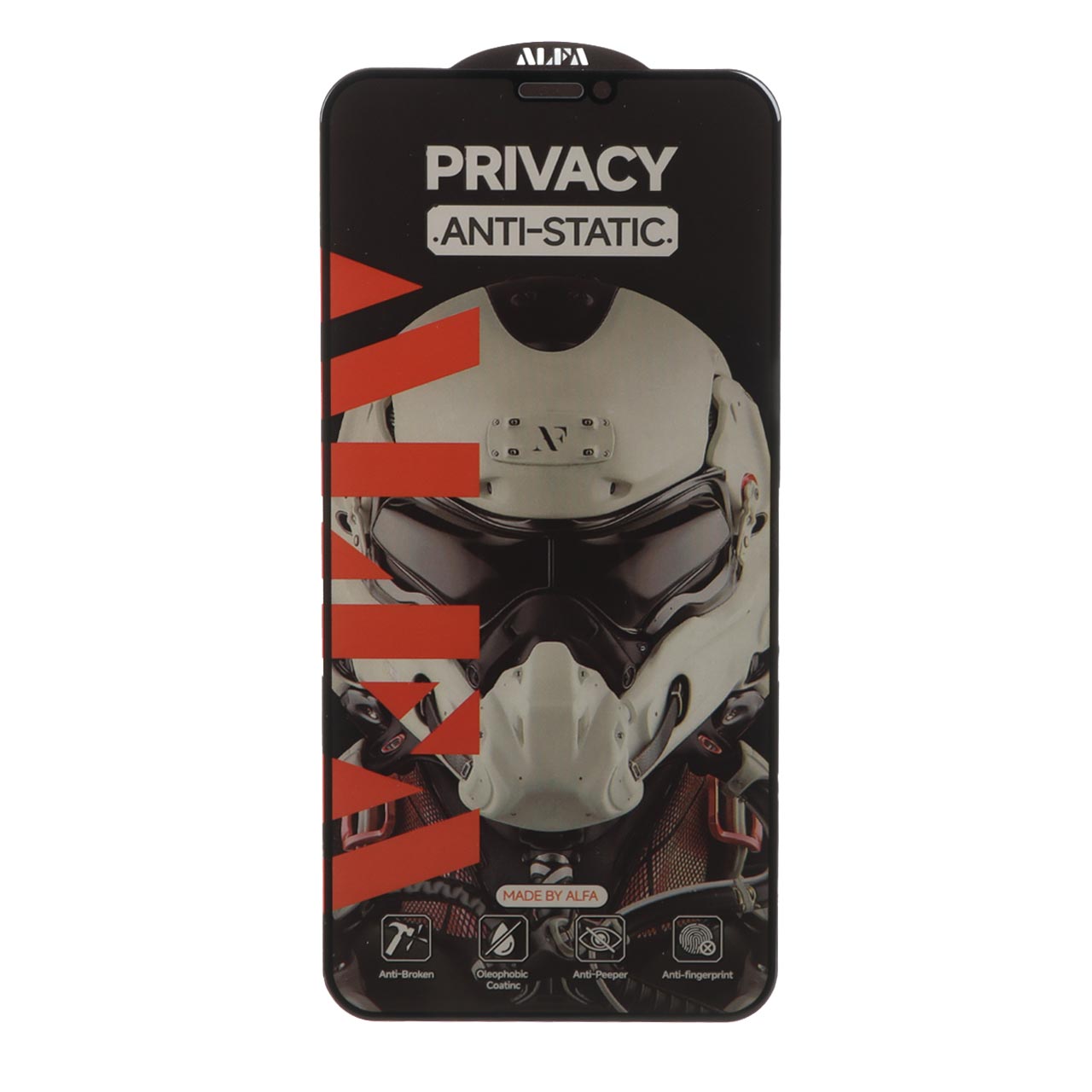محافظ صفحه نمایش شیشه ای تمام صفحه ALFA Anti Static Privacy مناسب برای آیفون 11 و آیفون XR