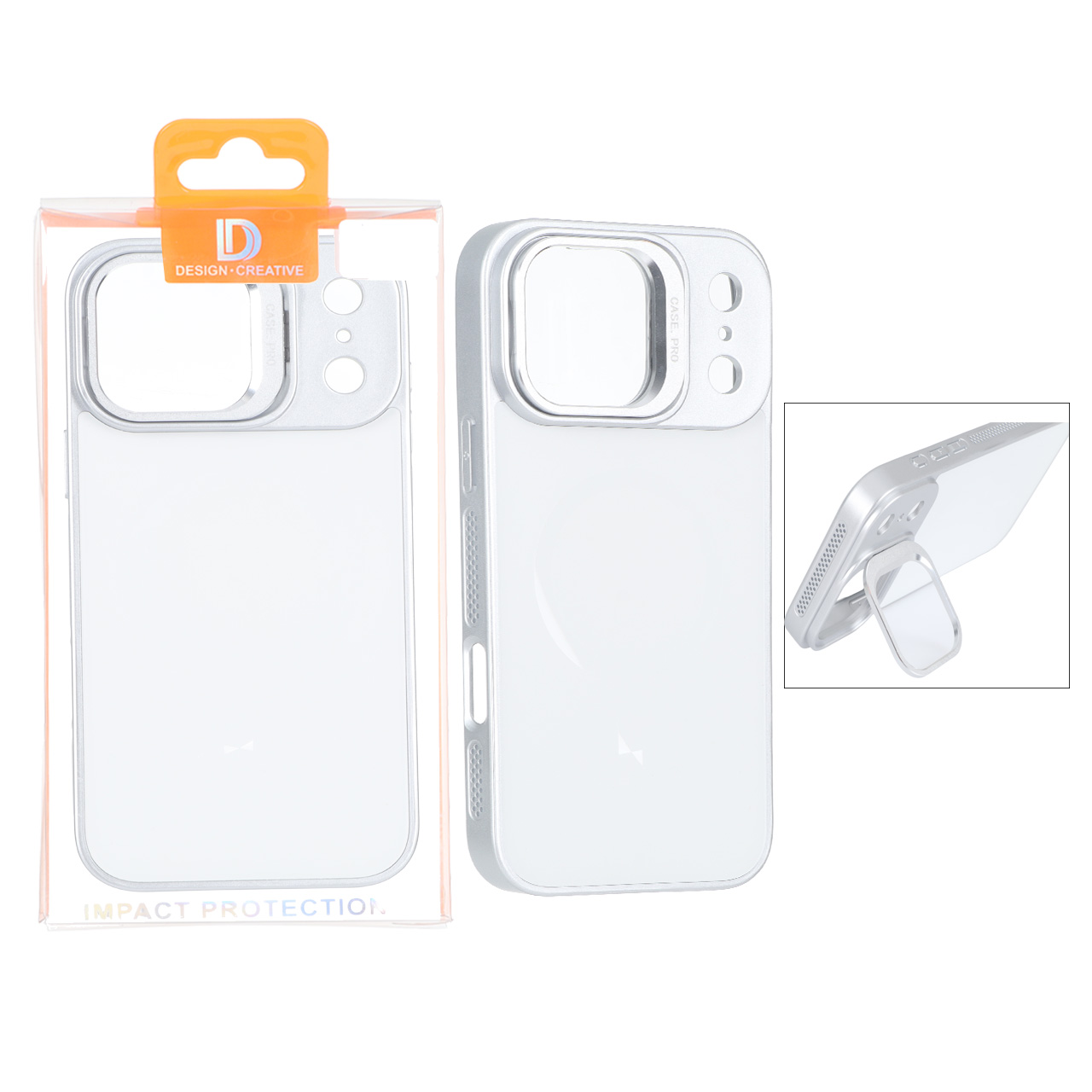 قاب اورجینال PVD Case Pro استندشو MagSafe مدل Apple iPhone 17 Pro Max - نقره ای (پک دار)