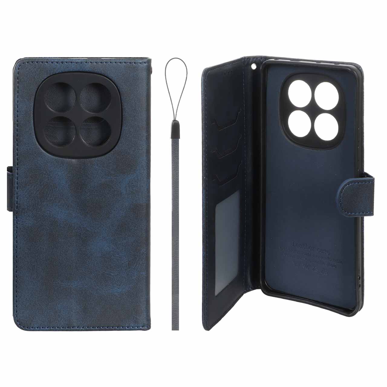 کیف موبایل چرمی مگنتی داخل خز MNC Plus مناسب برای شیائومی ردمی نوت 14 پرو 5G، ردمی نوت 14 پرو پلاس 5G و پوکو X7 5G سرمه‌ای