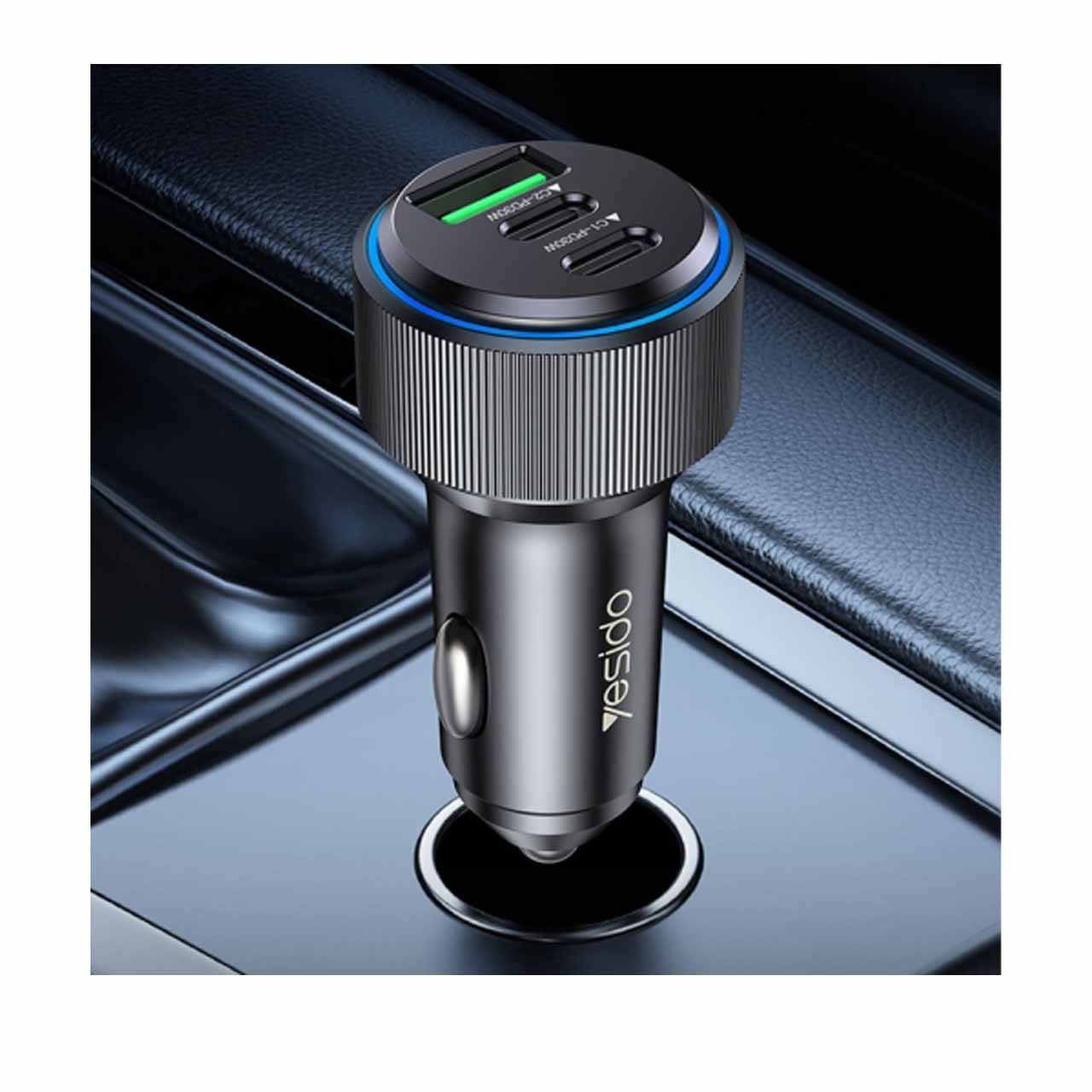 شارژر فندکی PD و فست سه پورت Yesido مدل Y59 200W مشکی