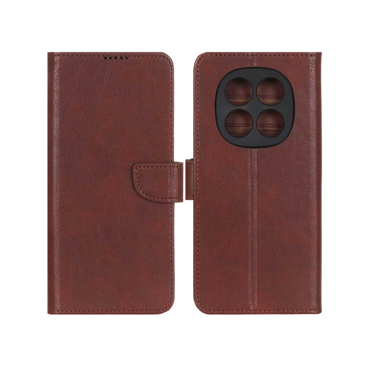 کیف چرمی مگنتی با محافظ لنز مناسب برای شیائومی ردمی نوت ۱۴ پرو 4G - رنگ قهوه ای