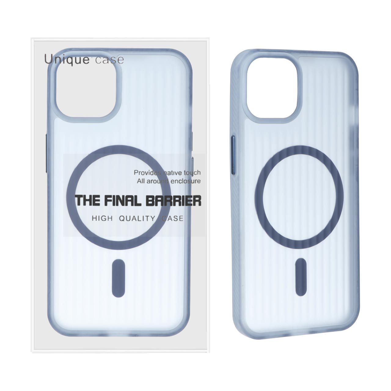 قاب اورجینال Unique Case کرکره ای مات MagSafe مدل Apple iPhone 13 / iPhone 14 - سرمه ای (پک دار)