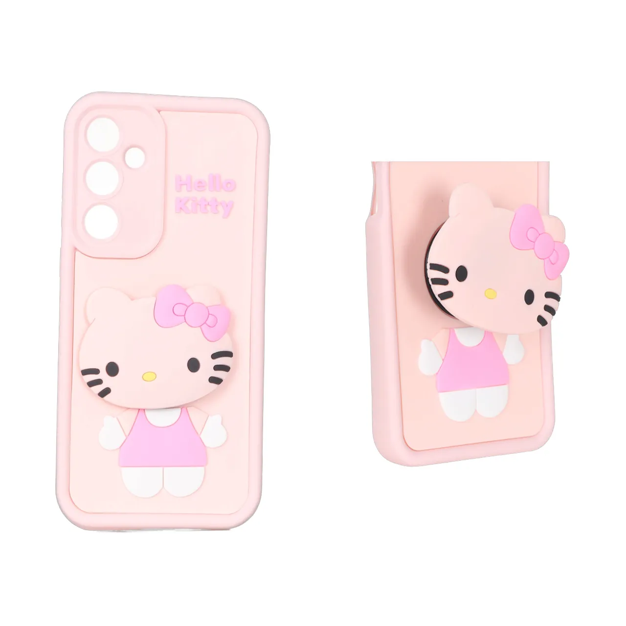 قاب Solid Case طرح Hello Kitty پاپ سوکت عروسکی برجسته مناسب برای سامسونگ گلکسی A35