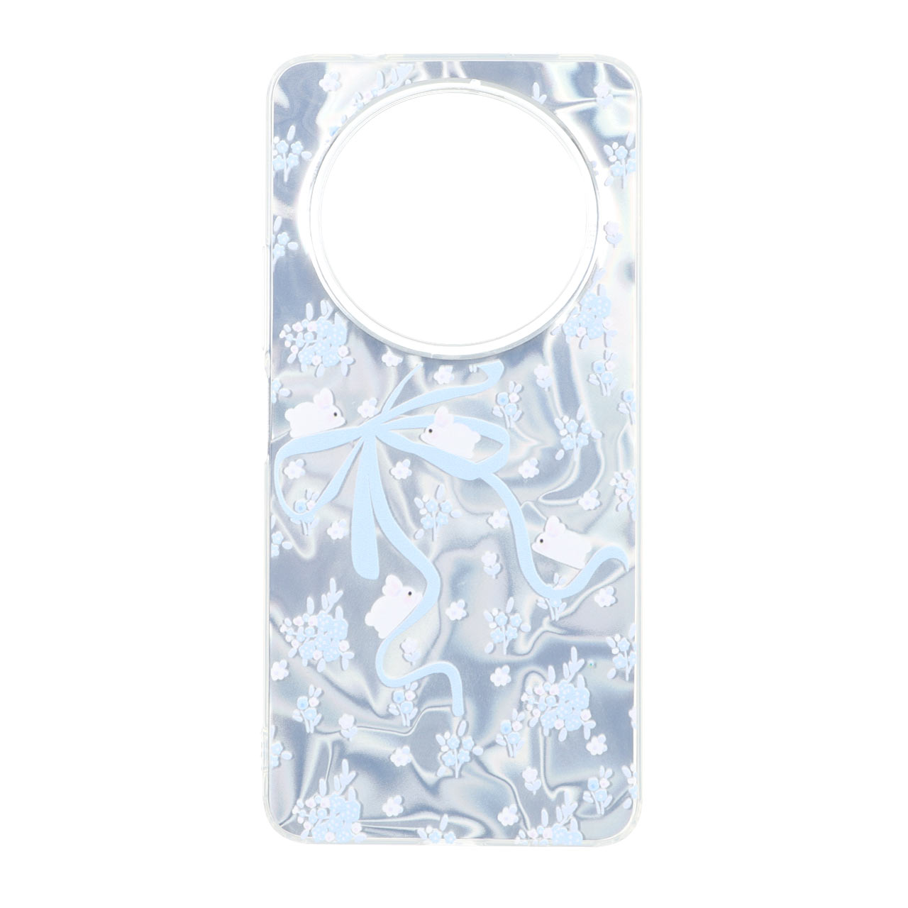 قاب طرح Silver Cloud با خرگوش و پاپیون دور ژله ای مناسب برای شیائومی ردمی A3 / A3x / پوکو C61