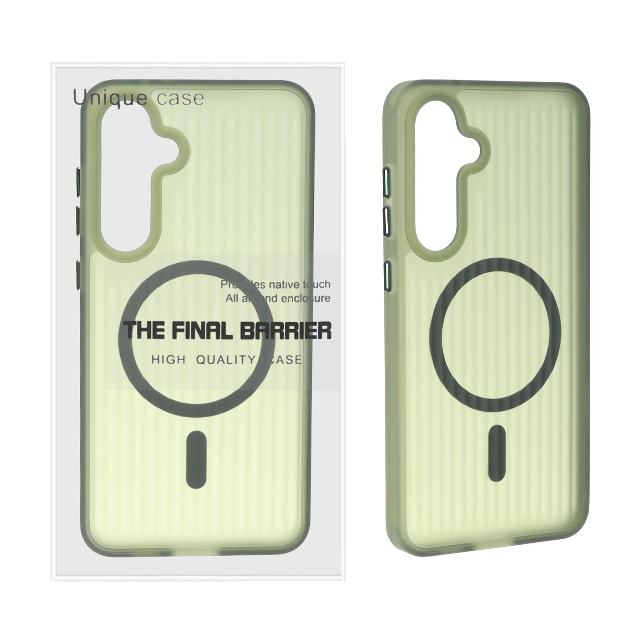 قاب اورجینال Unique Case کرکره ای مات MagSafe مدل Samsung Galaxy S24 FE - سبز (پک دار)