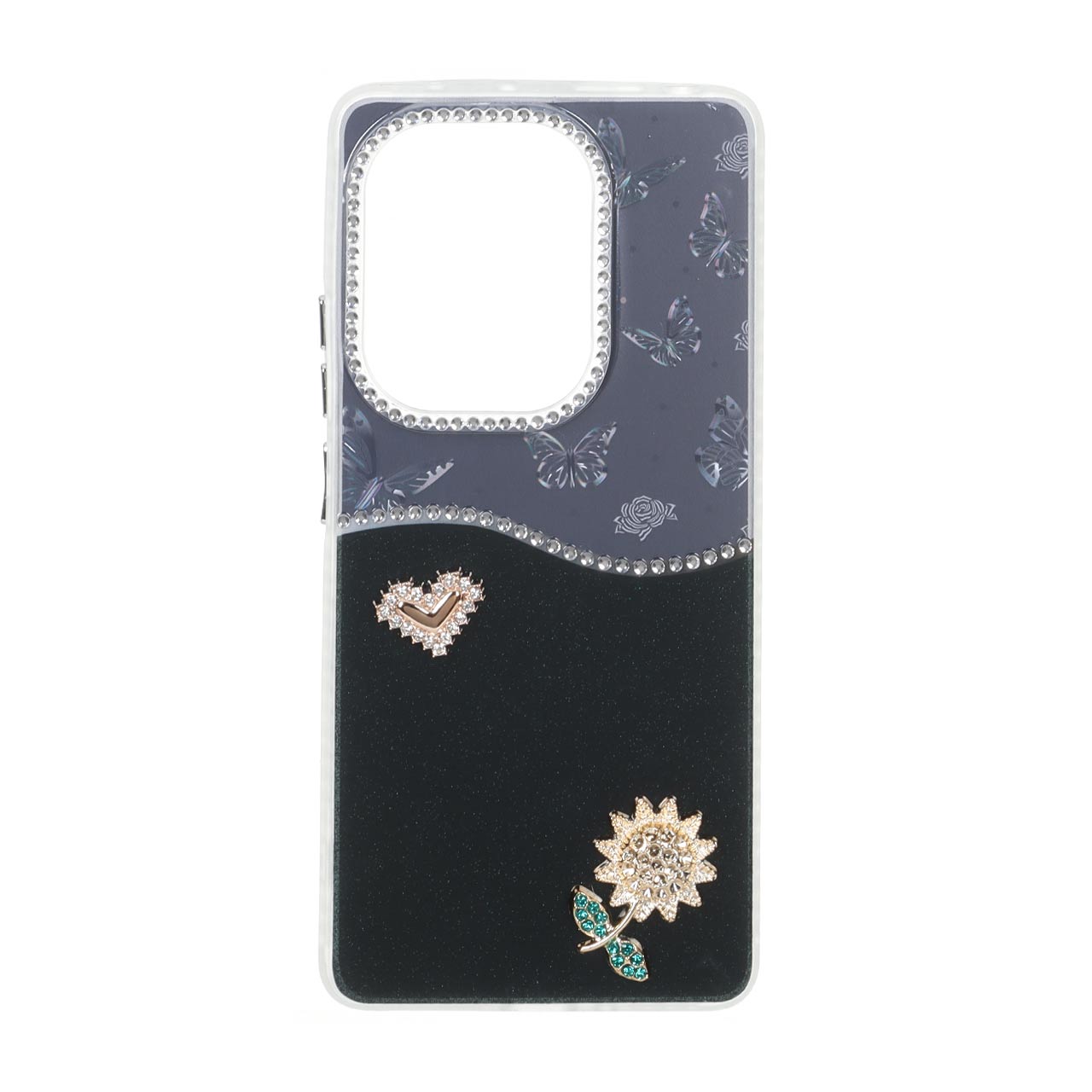 قاب شاین پروانه ای گل برجسته نگین دار مناسب برای شیائومی ردمی نوت ۱۴ اس / نوت ۱۳ پرو 4G / پوکو ام ۶ پرو 4G