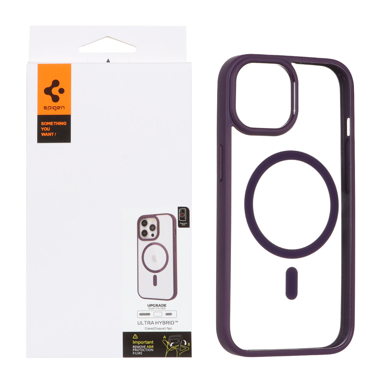 قاب اورجینال Magsafe Spigen با توری اسپیکر فلزی Apple iPhone 15 / iPhone 14 / iPhone 13 - بنفش (پک دار)