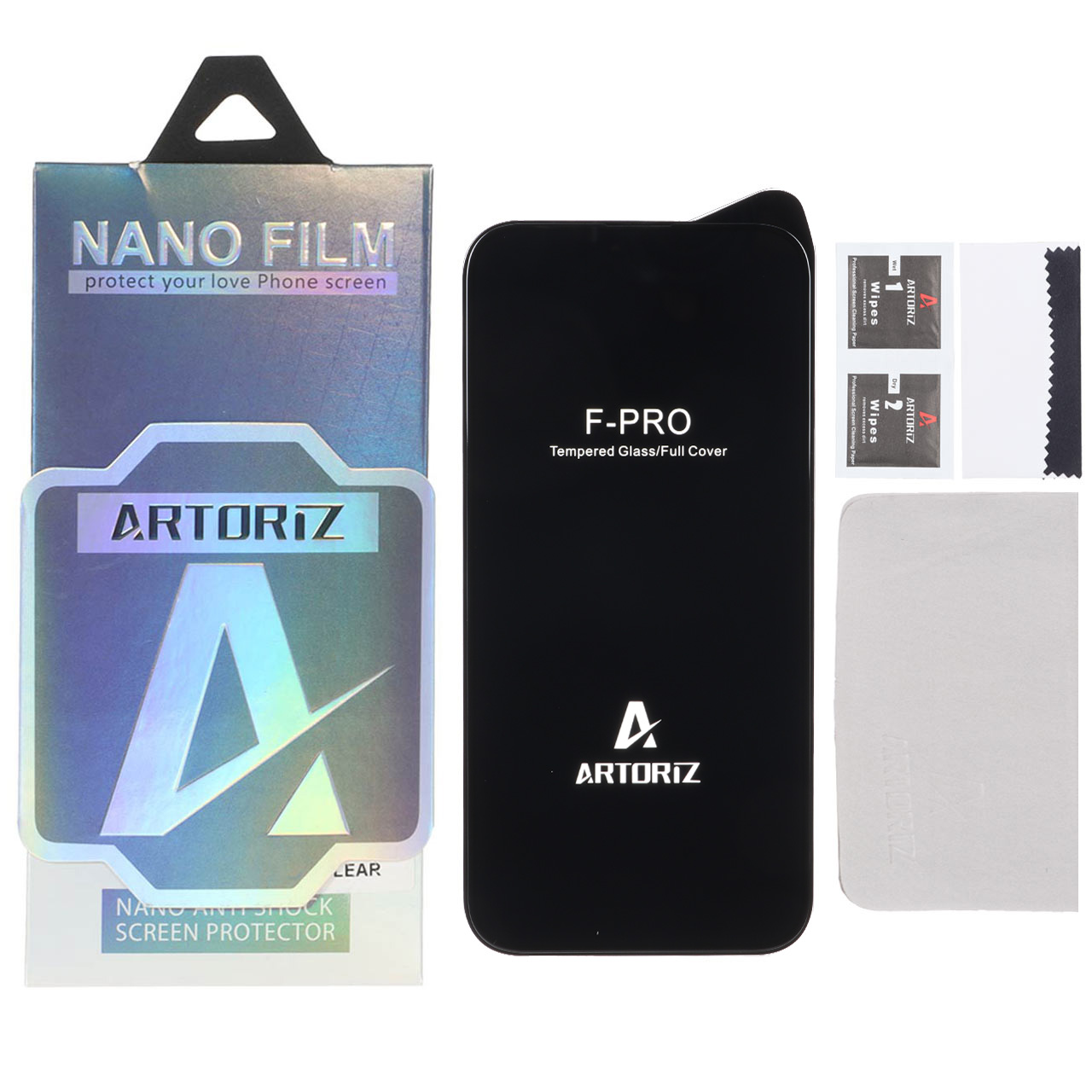 محافظ صفحه نمایش شیشه‌ای فول کاور آرتوریز Artoriz مناسب برای آیفون 14 پرو مکس