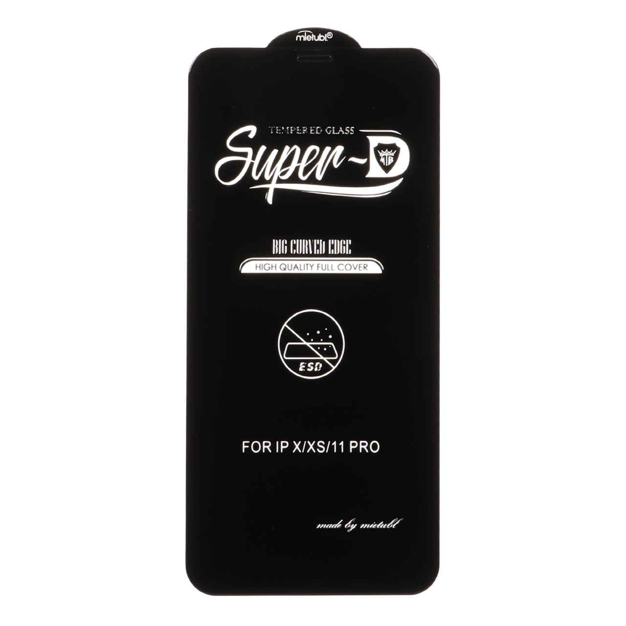 محافظ صفحه نمایش شیشه‌ای فول کاور Super D میتوبل ESD مشکی مناسب برای آیفون 11 پرو، آیفون XS و آیفون X
