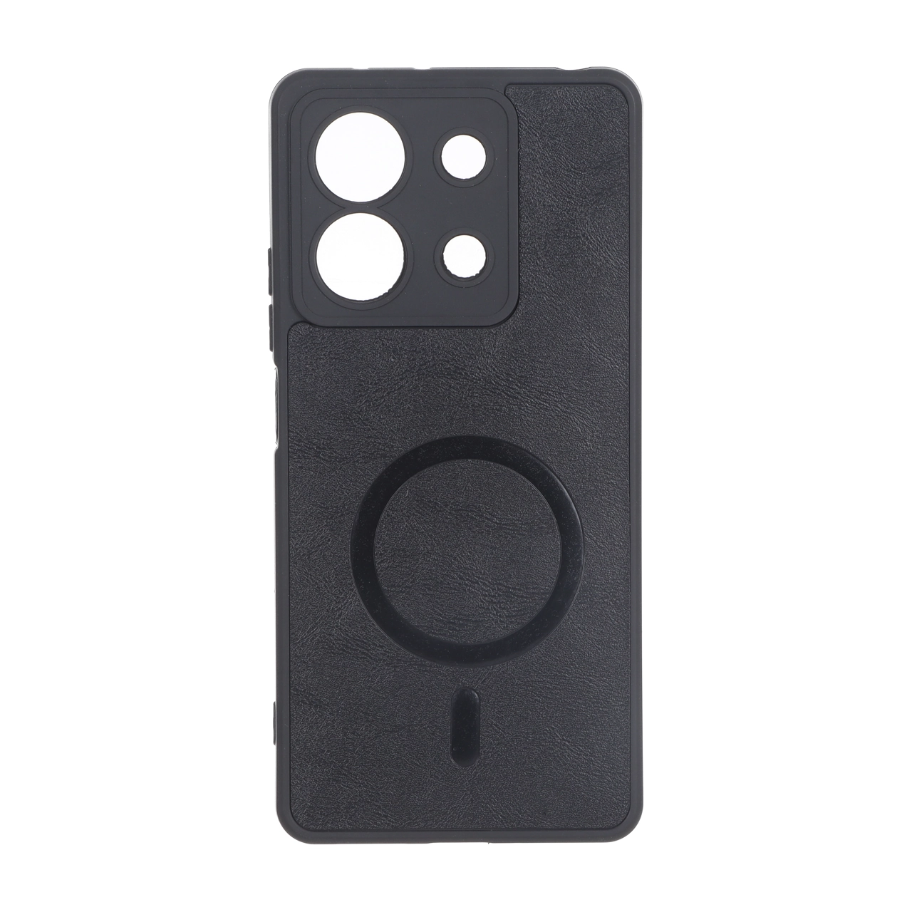 قاب چرمی طرح مگ سیف محافظ لنزدار Xiaomi Redmi Note 13 5G - مشکی