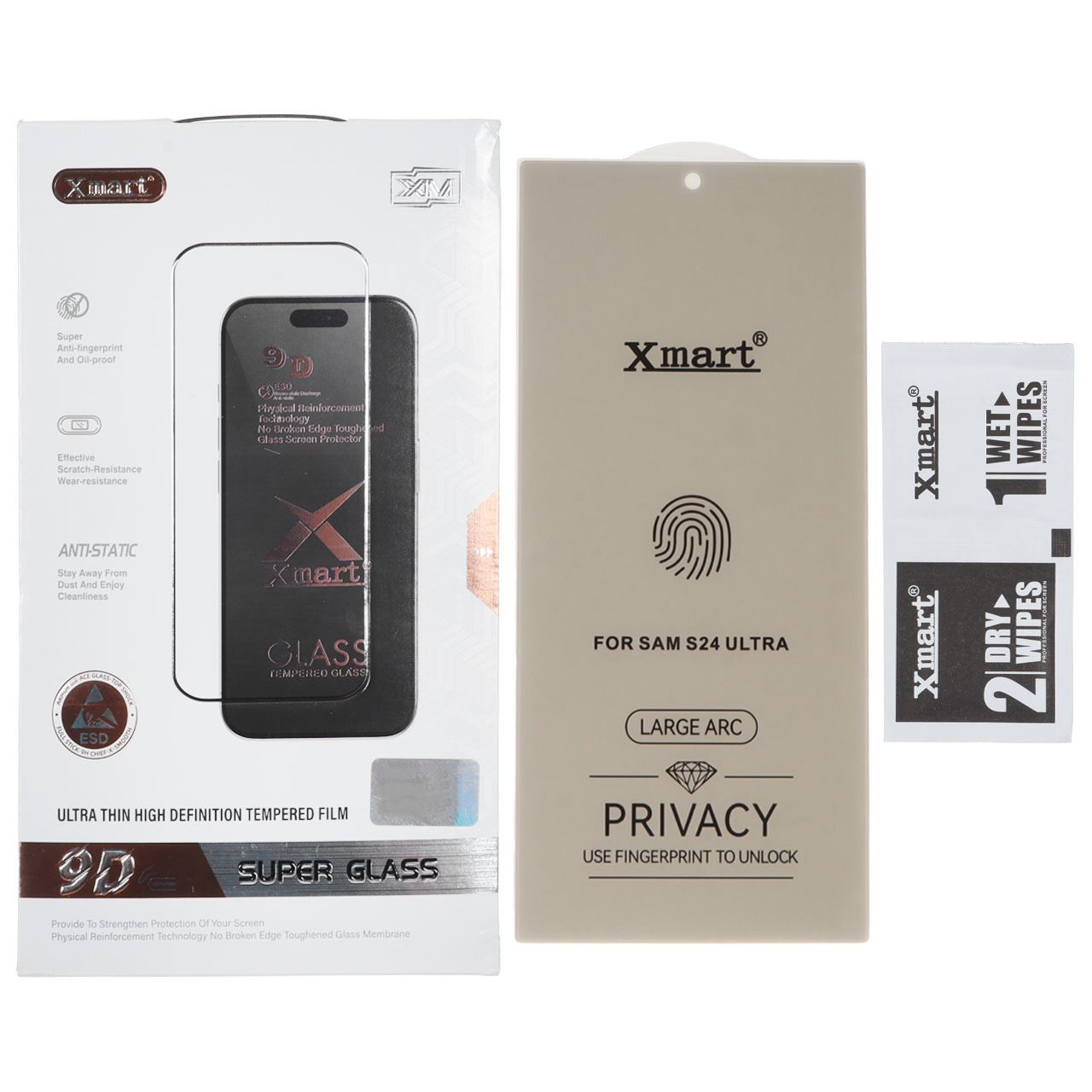 محافظ صفحه نمایش شیشه‌ای حریم شخصی Xmart Privacy 3D Large Arc مناسب برای سامسونگ گلکسی S24 اولترا