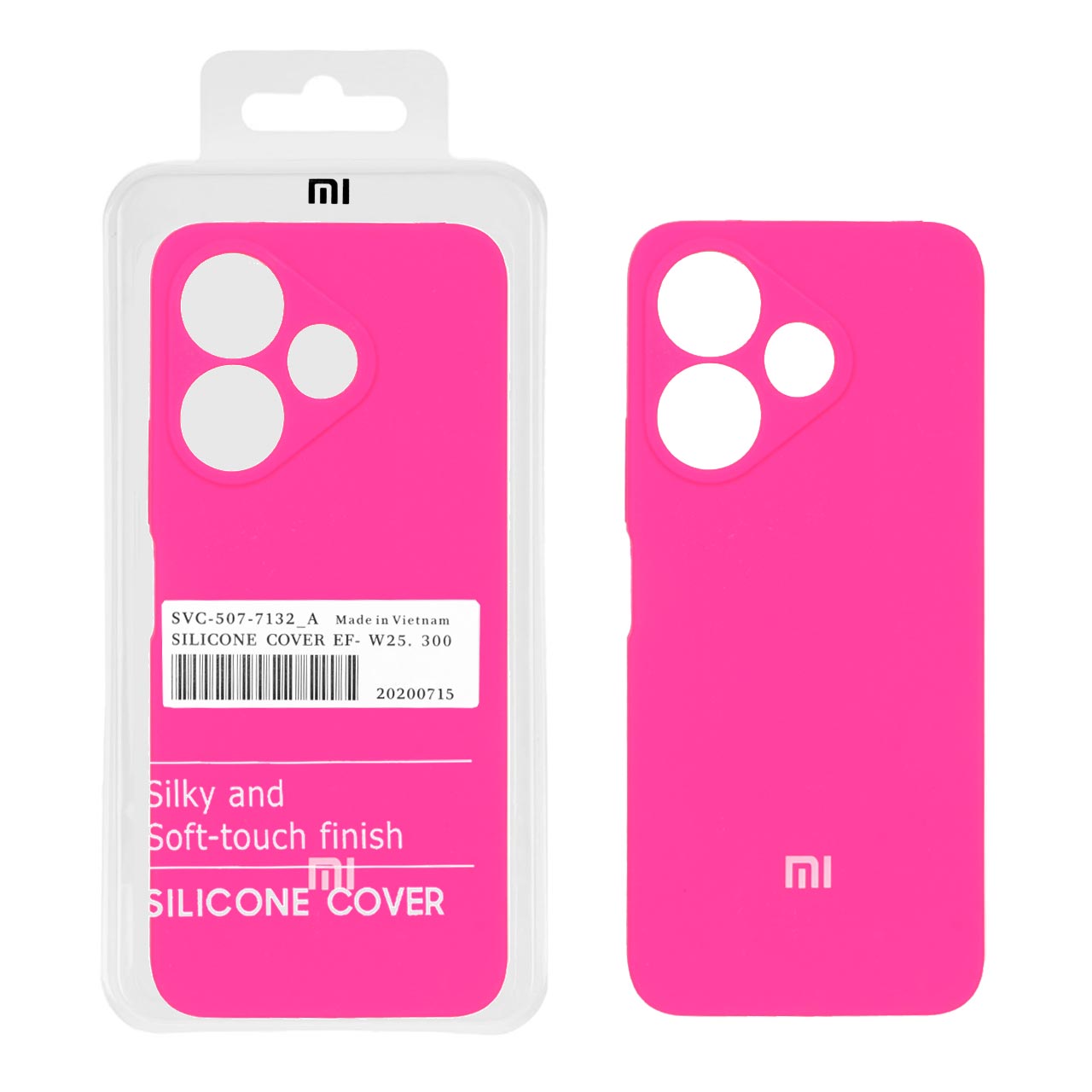 قاب سیلیکونی پاک کنی اورجینال درجه یک Xiaomi Redmi 13X / Redmi 13 4G / Poco M6 4G - صورتی فانتزی (پک دار)