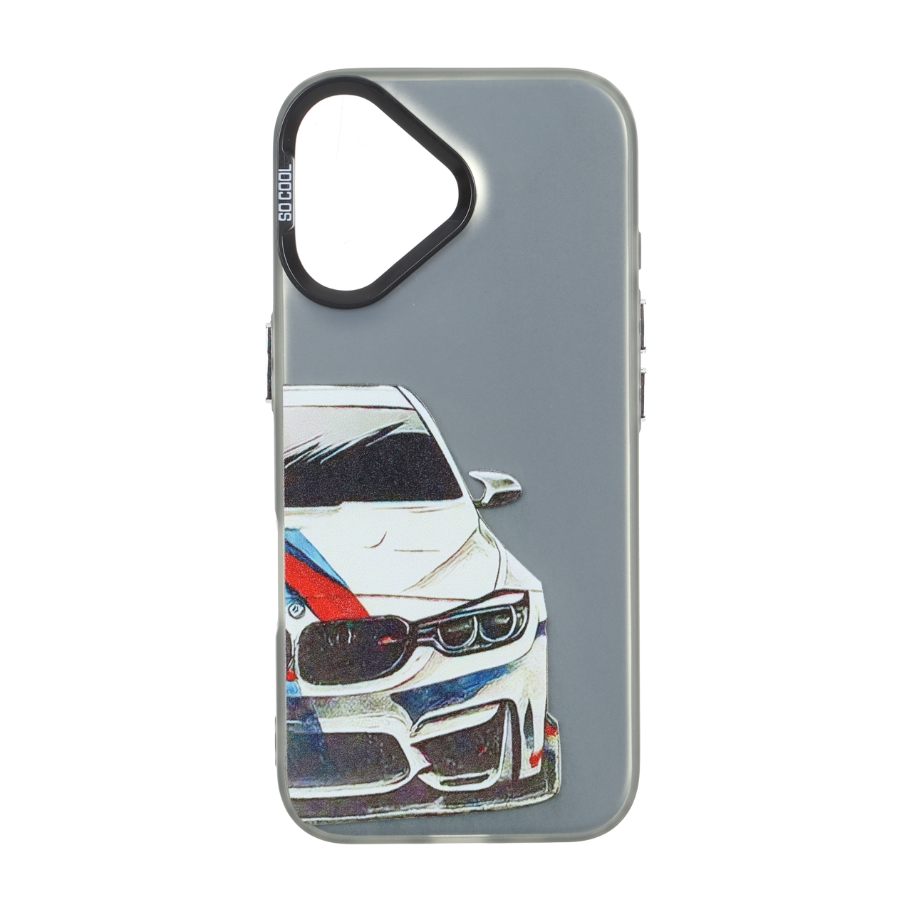 قاب SO COOL طرح ماشین BMW M با محافظ لنز مشکی و دکمه کروم مناسب برای آیفون 16