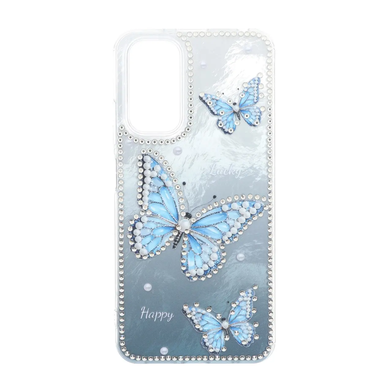 قاب اطلسی Butter Fly نگین دار Xiaomi Redmi Note 12S / Xiaomi Redmi Note 11 4G / Redmi Note 11S - آبی