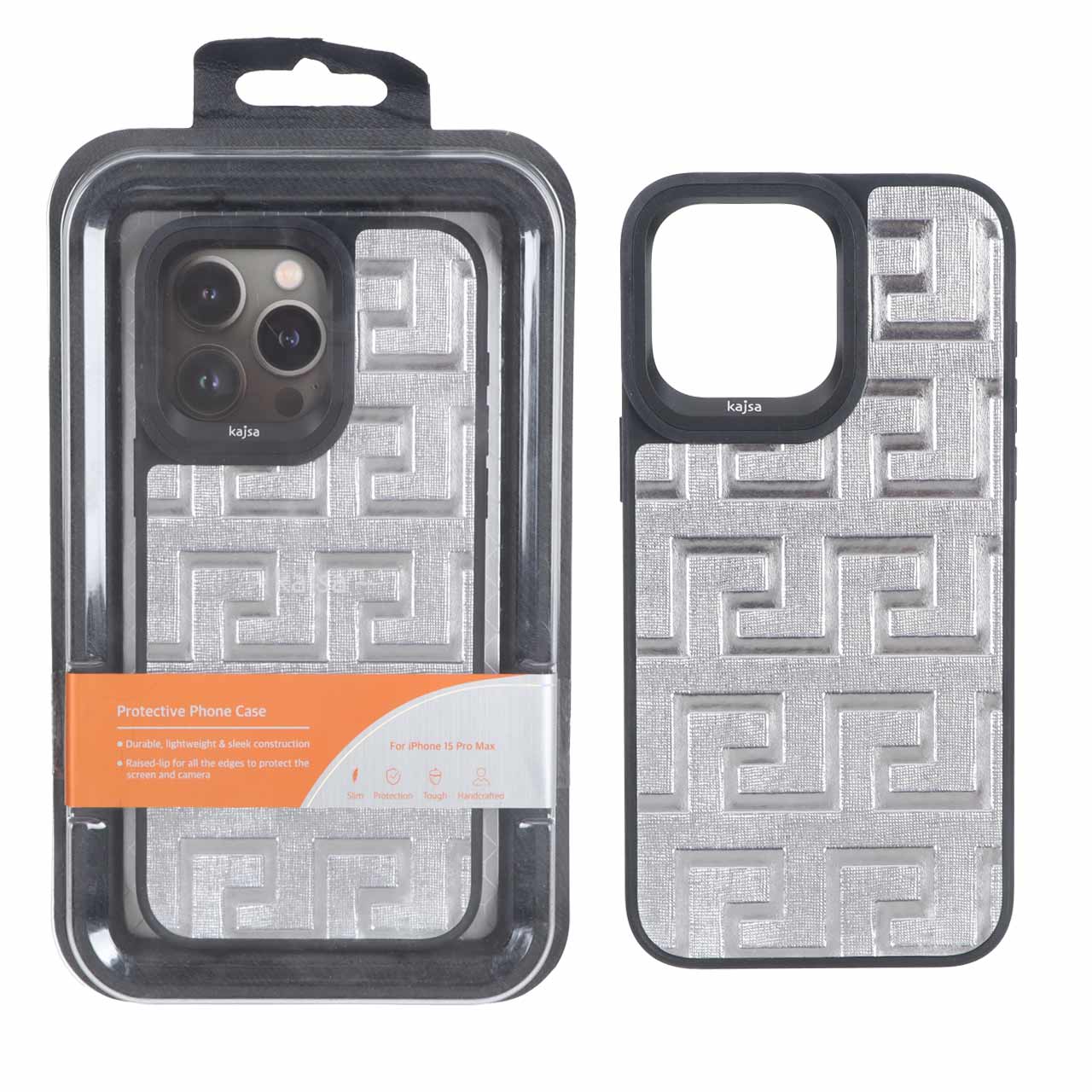 قاب اورجینال لاکچری Kajsa دور لنز متال Apple iPhone 15 Pro Max - طرح 56 (پک دار)