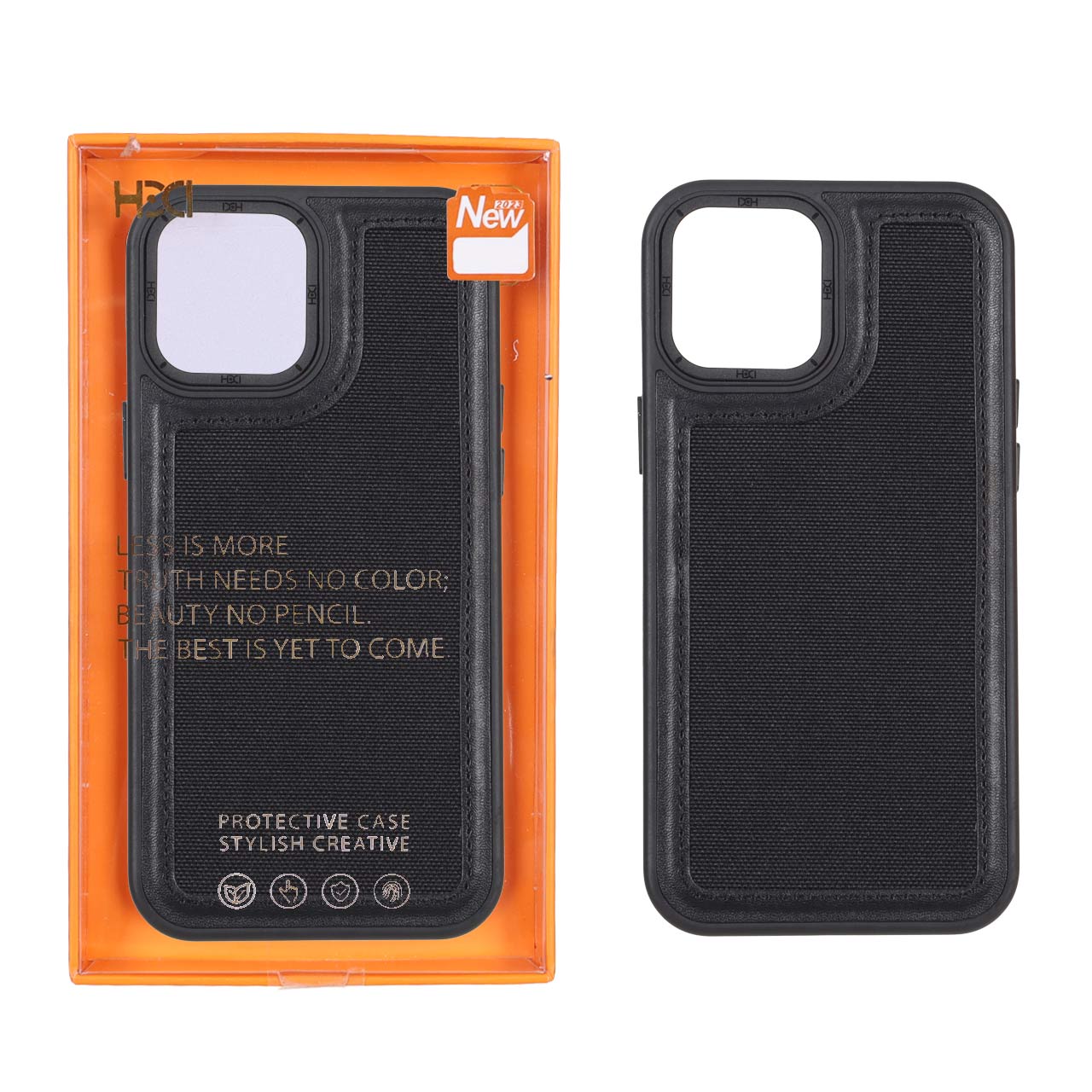 قاب طرح HDD برزنتی دور چرم دوخت دار مناسب برای آیفون 12 پرو مکس
