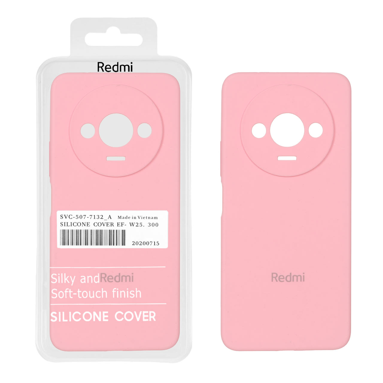 قاب سیلیکونی پاک کنی اورجینال درجه یک Xiaomi Redmi A3 / A3x / Poco C61 - صورتی (پک دار)