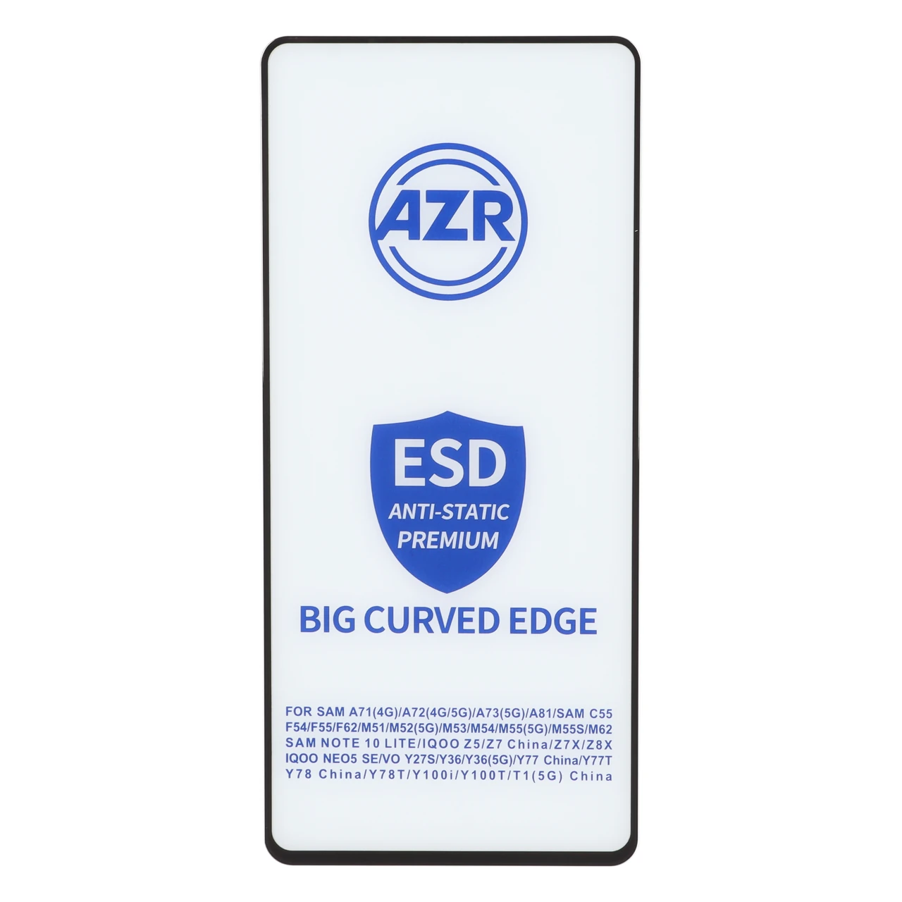 محافظ صفحه نمایش شیشه ای AZR مدل Big Curved ESD Anti Static (ضد الکتریسیته ساکن) مناسب برای سامسونگ گلکسی A71, A72, A73, M51, M52 و شیائومی پوکو X5 Pro, F5