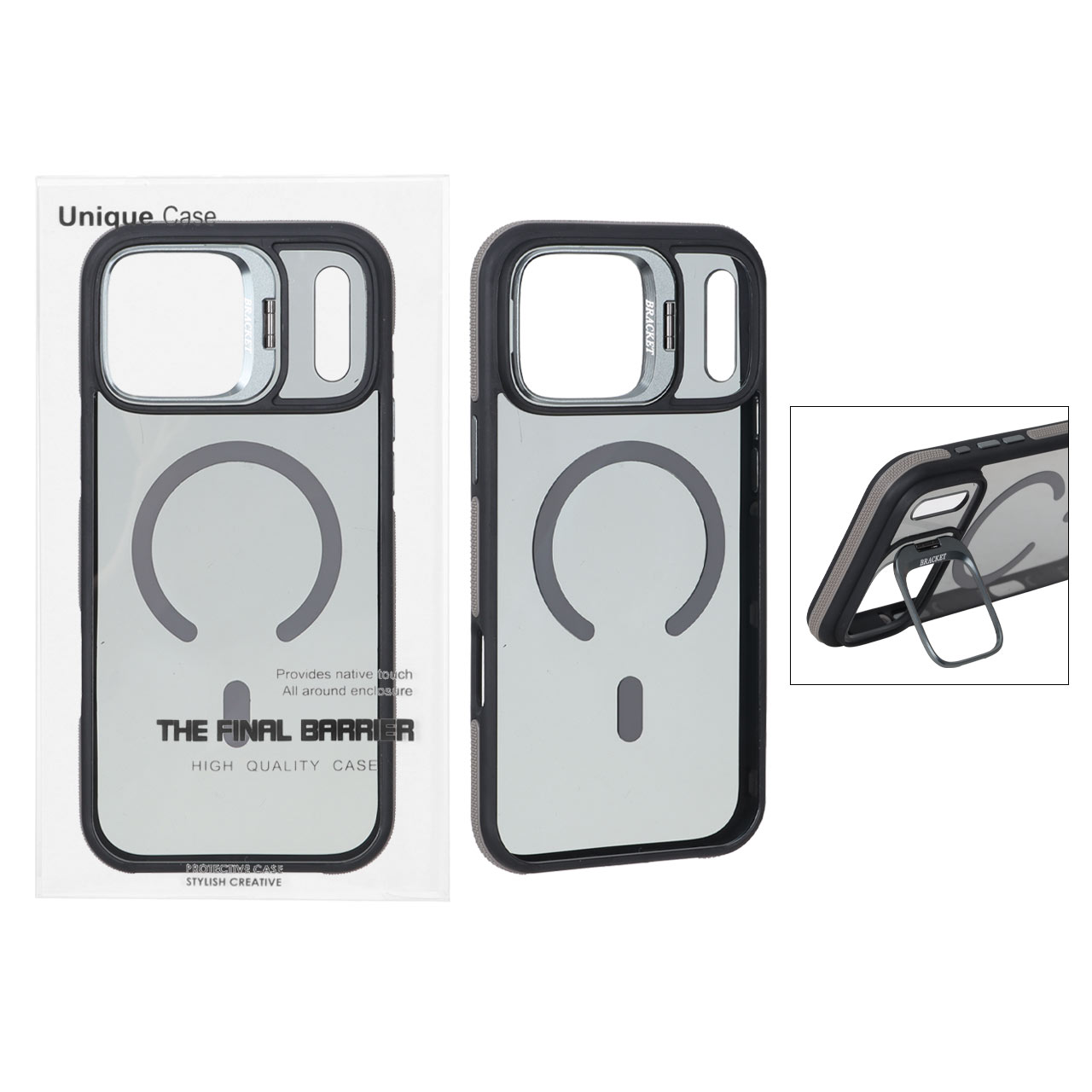 قاب طرح Bracket Unique Case مات مگ‌سیف استندشو مناسب برای آیفون 17 پرو مکس