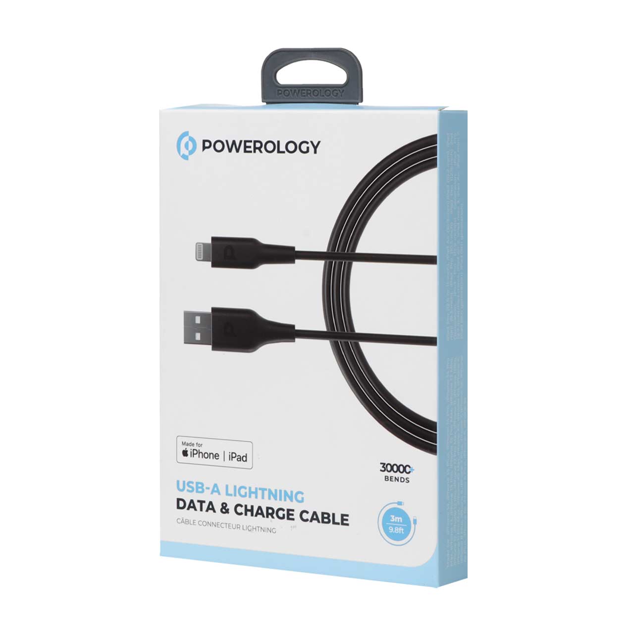 کابل شارژ فست 3 متری آیفون Powerology مدل P3BLBK