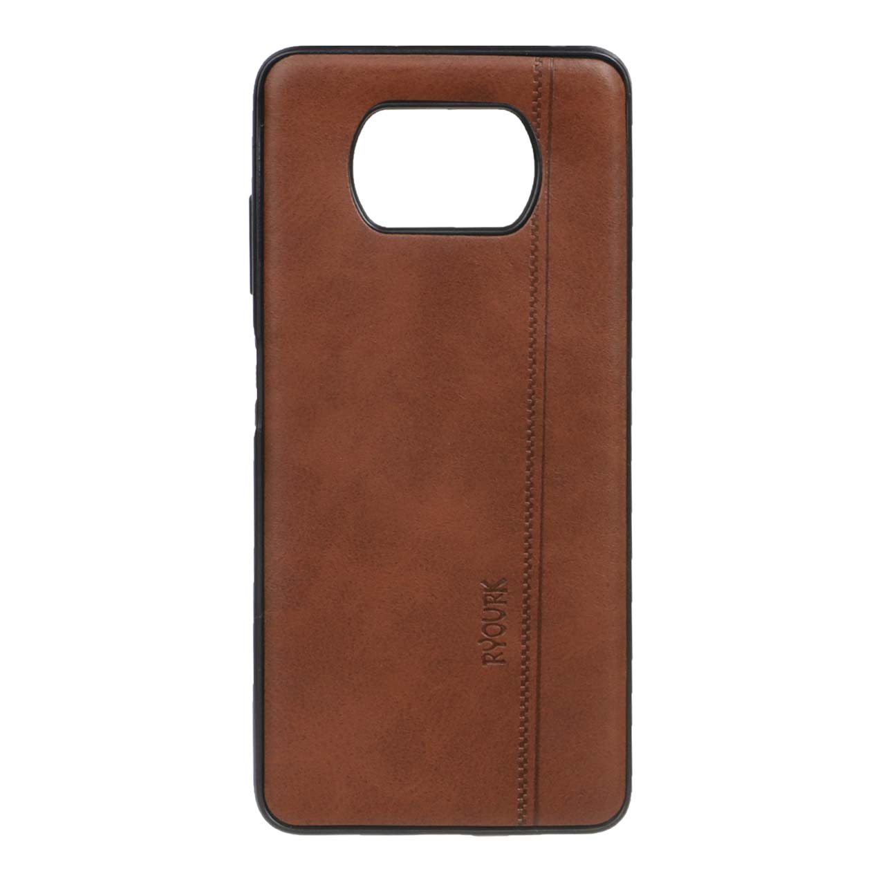 قاب طرح چرم RYOURK قهوه ای مناسب برای شیائومی پوکو X3، پوکو X3 پرو و پوکو X3 NFC
