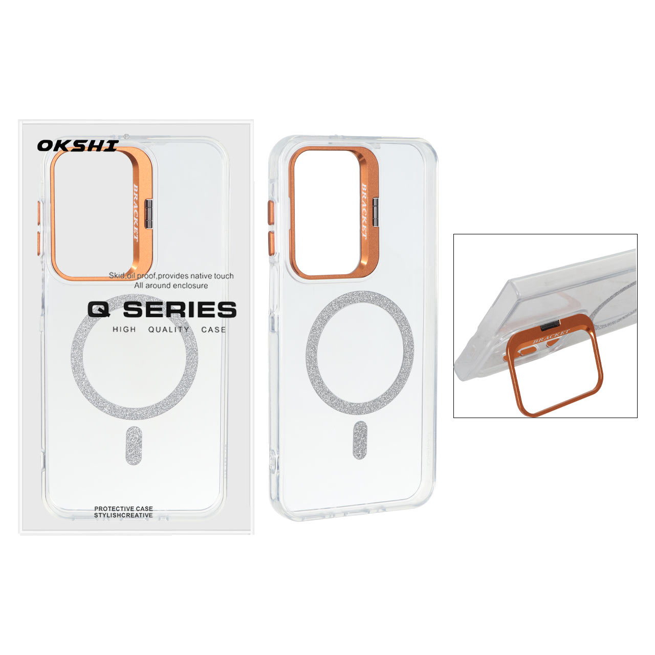 قاب Bracket شفاف Magsafe اکلیلی Samsung Galaxy A17 / A26 - نارنجی (پک دار)