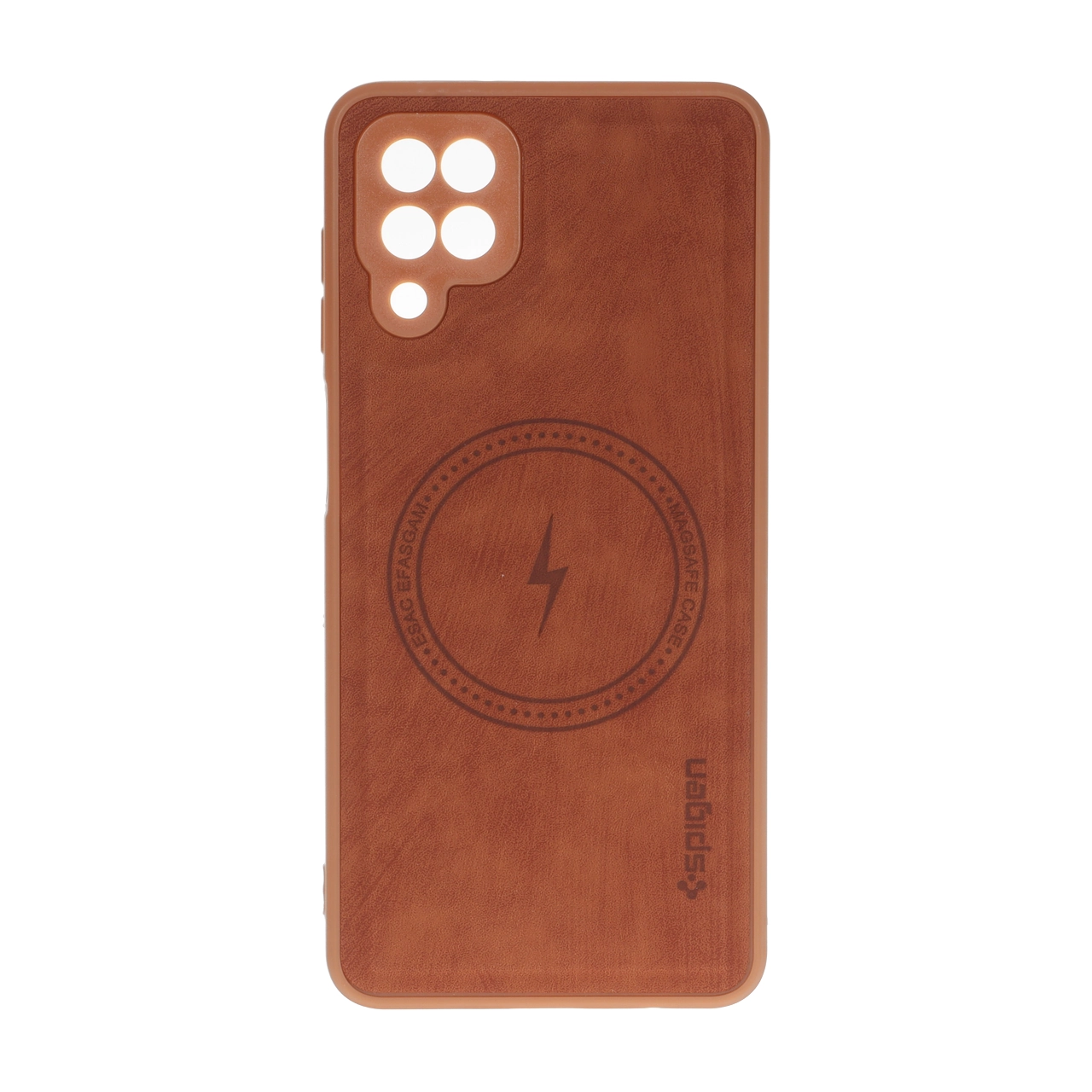 قاب Spigen طرح جیر مگ سیف محافظ لنزدار کاراملی مناسب برای سامسونگ گلکسی A12 / M12 / F12