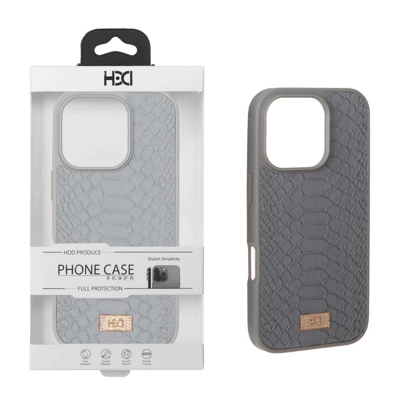 قاب اورجینال HDD چرمی پوست ماری Apple iPhone 16 Pro - طوسی