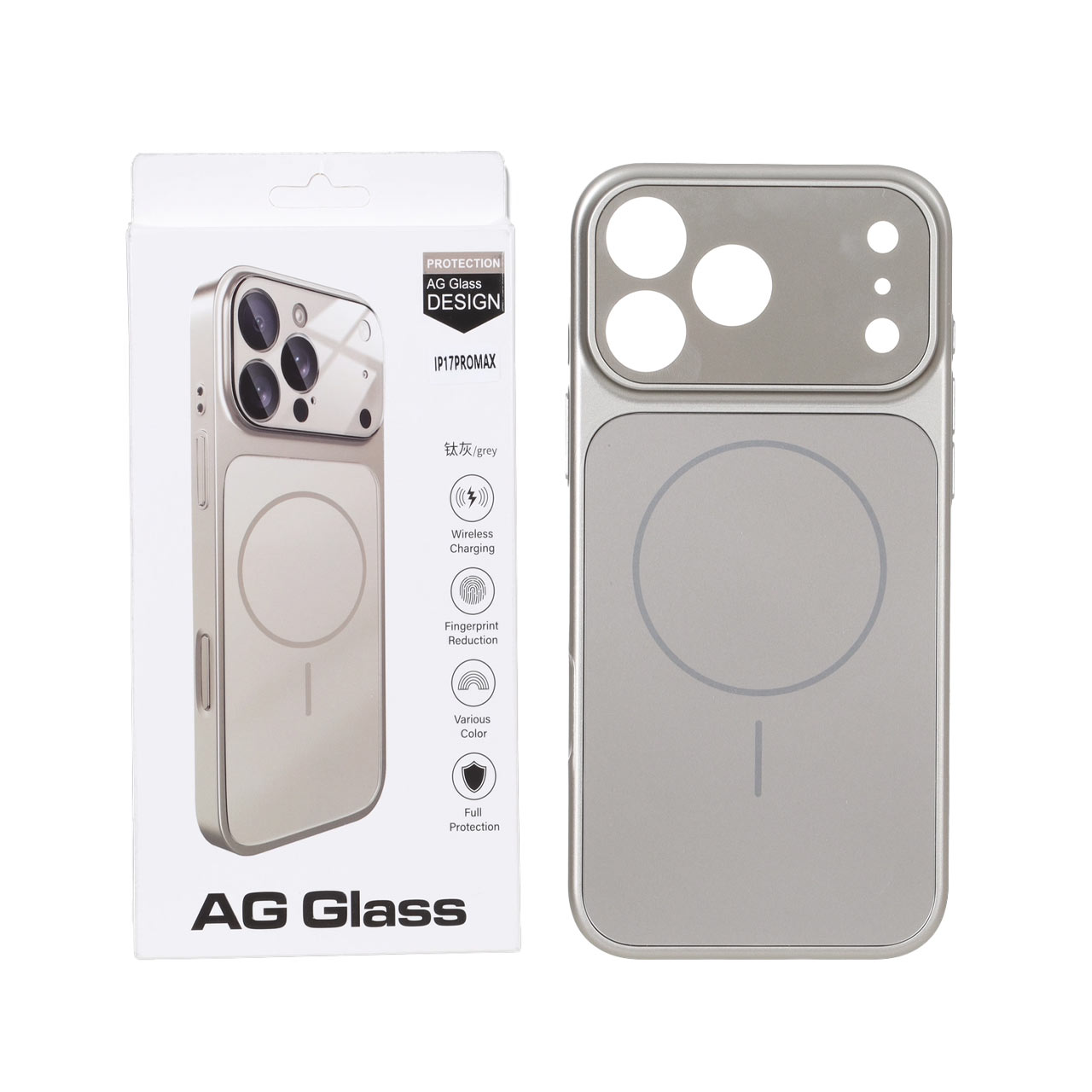 قاب اورجینال AG Glass محافظ لنز برجسته شیشه ای مگ سیف مناسب برای آیفون 17 پرو مکس
