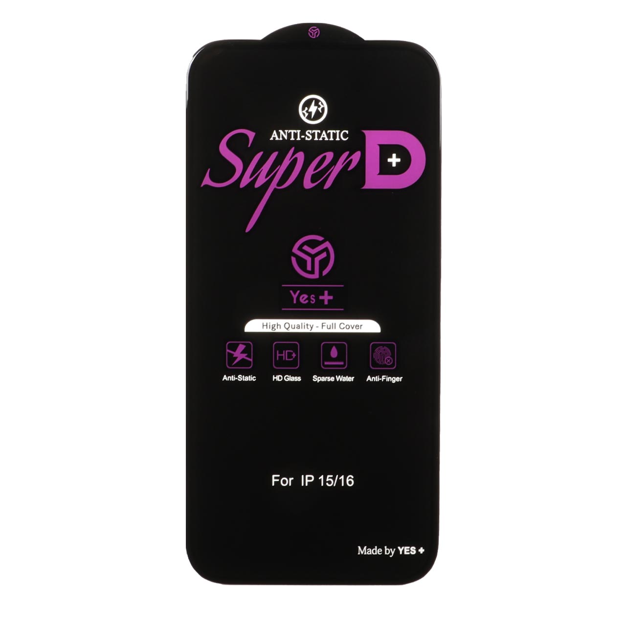 محافظ صفحه نمایش شیشه ای Super D Anti Static Yes Plus مدل Apple iPhone 16 / iPhone 15 / iPhone 14 Pro