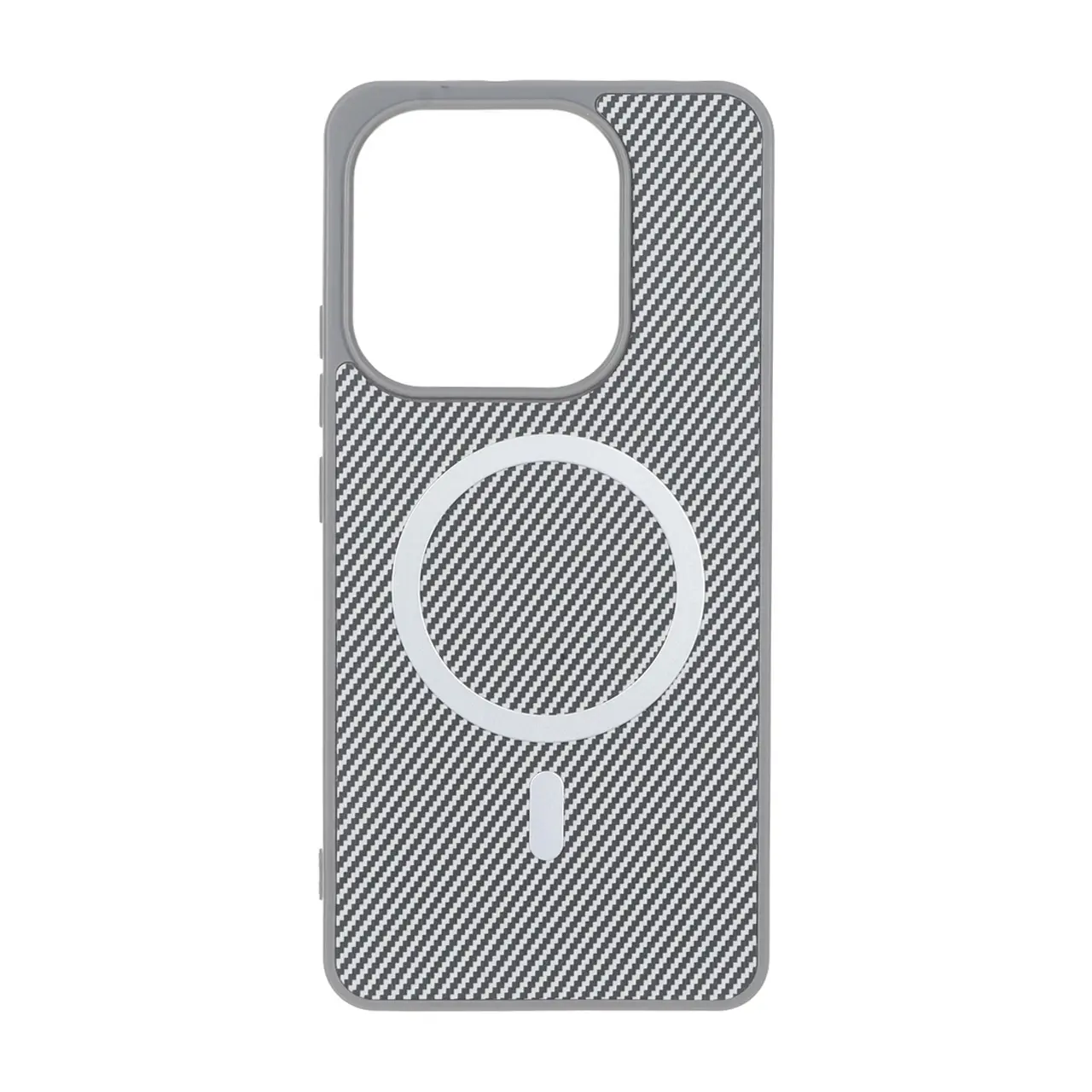 قاب هاشور MagSafe فلزی Xiaomi Redmi Note 14 4G - طوسی
