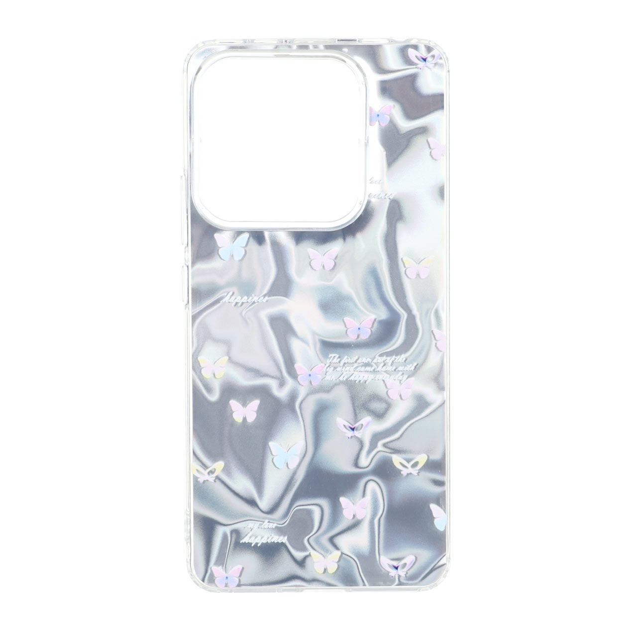 قاب Silver Cloud طرح پروانه‌های هولوگرامی دور ژله‌ای مناسب برای شیائومی ردمی نوت 14 4G
