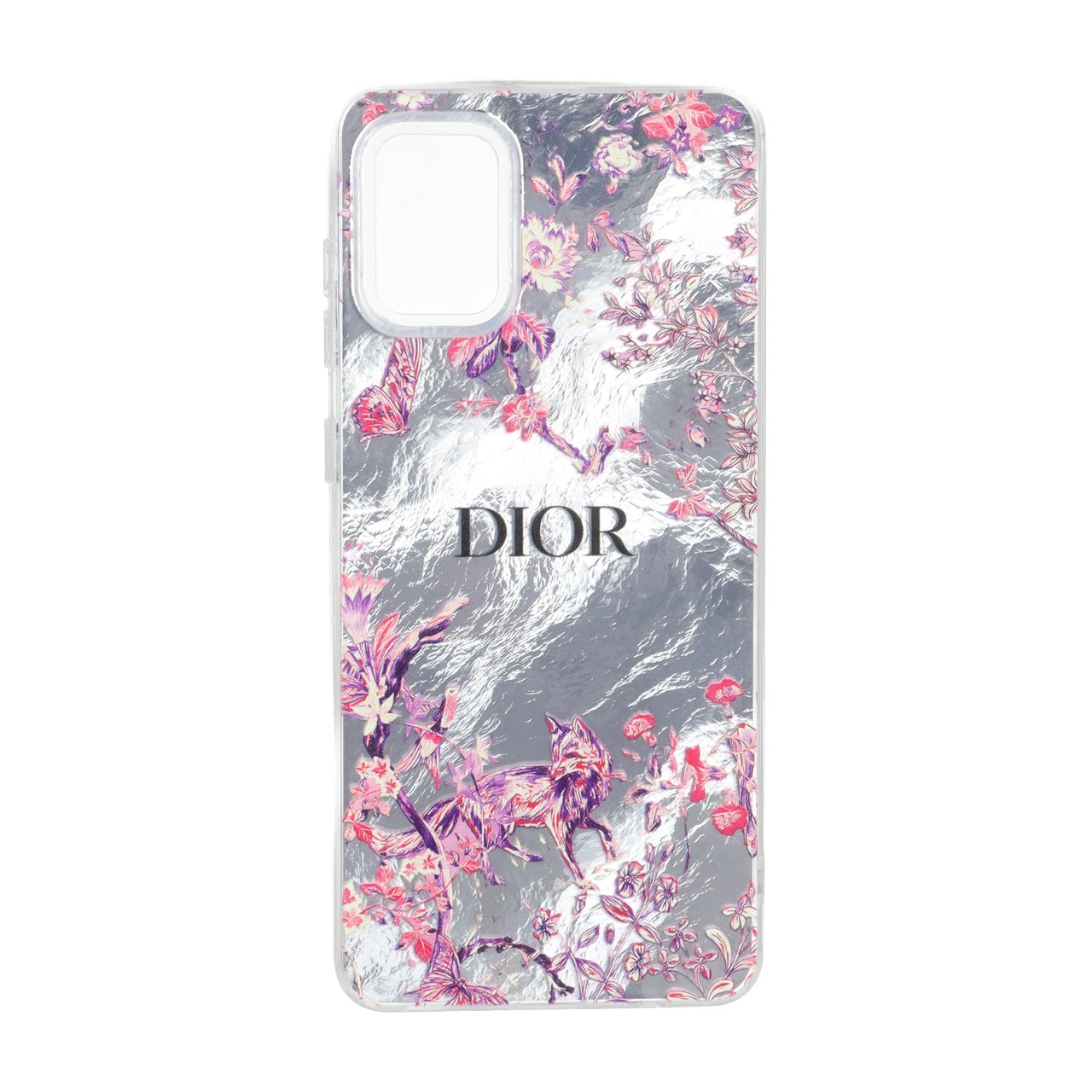 قاب طرح اطلسی دور ژله ای با لوگو DIOR و گل و روباه مناسب برای سامسونگ گلکسی A31
